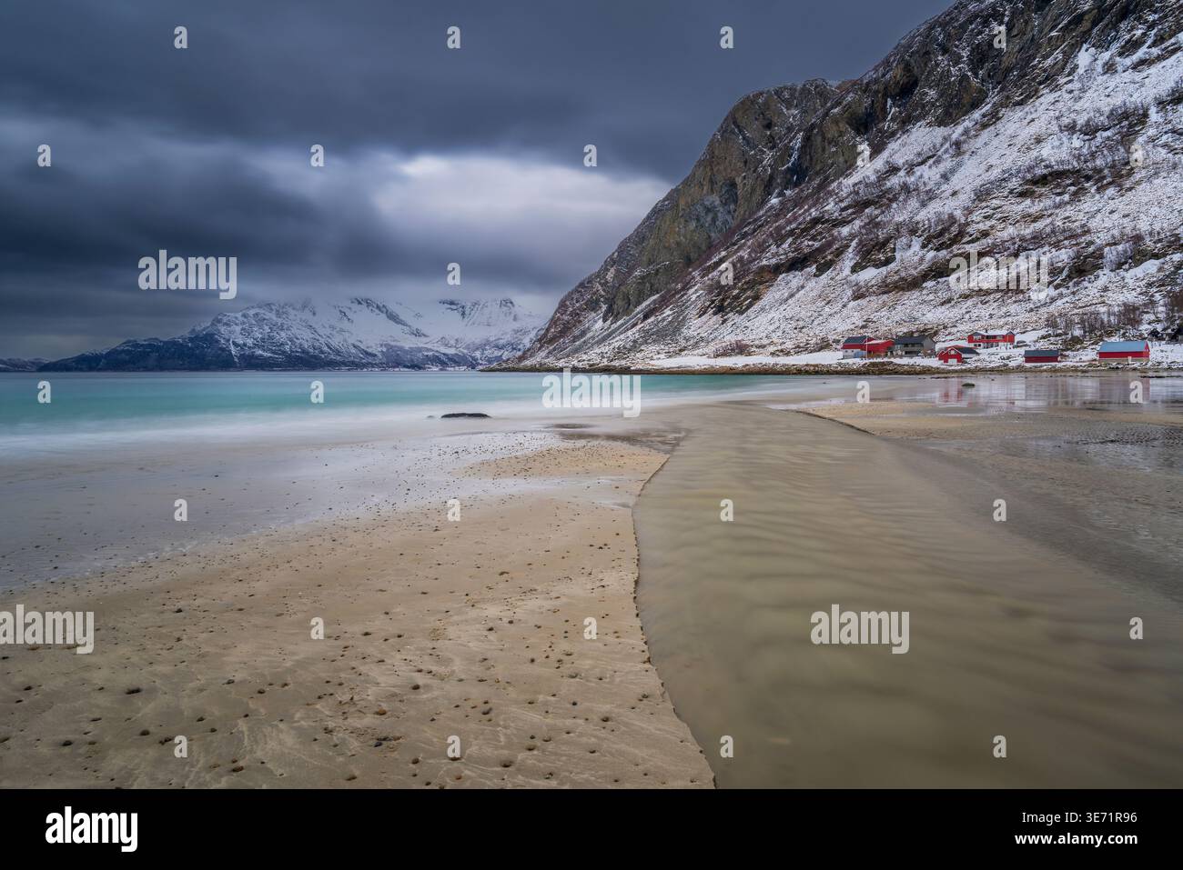 Grotfjord Beach, Kvaloya, Troms, Norvège Banque D'Images