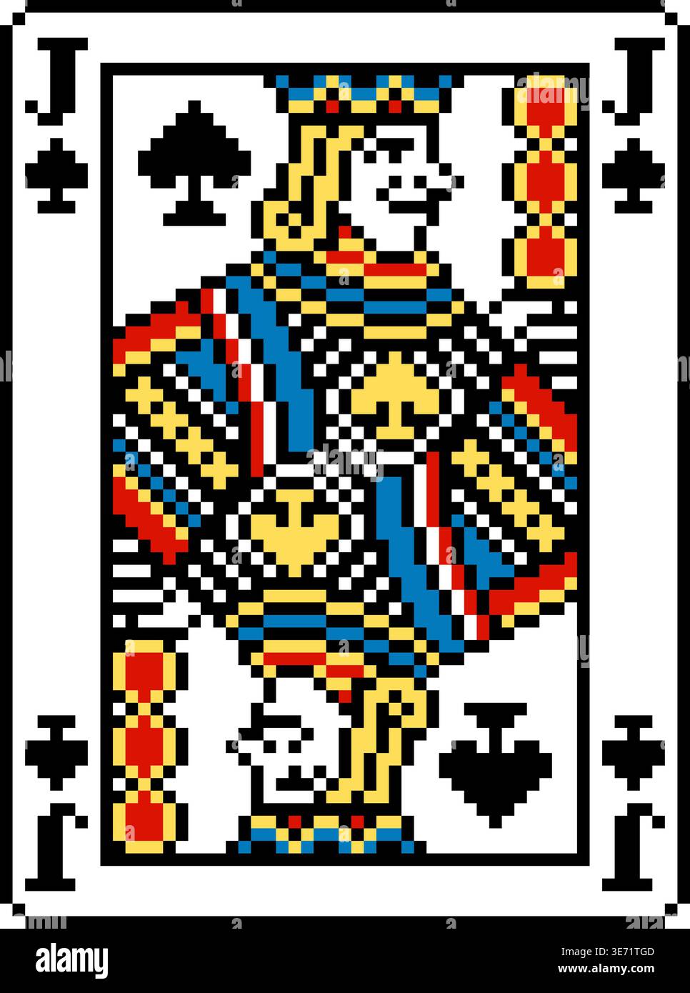 Design de carte à jouer Jack of Spades style Pixel Art Illustration de Vecteur