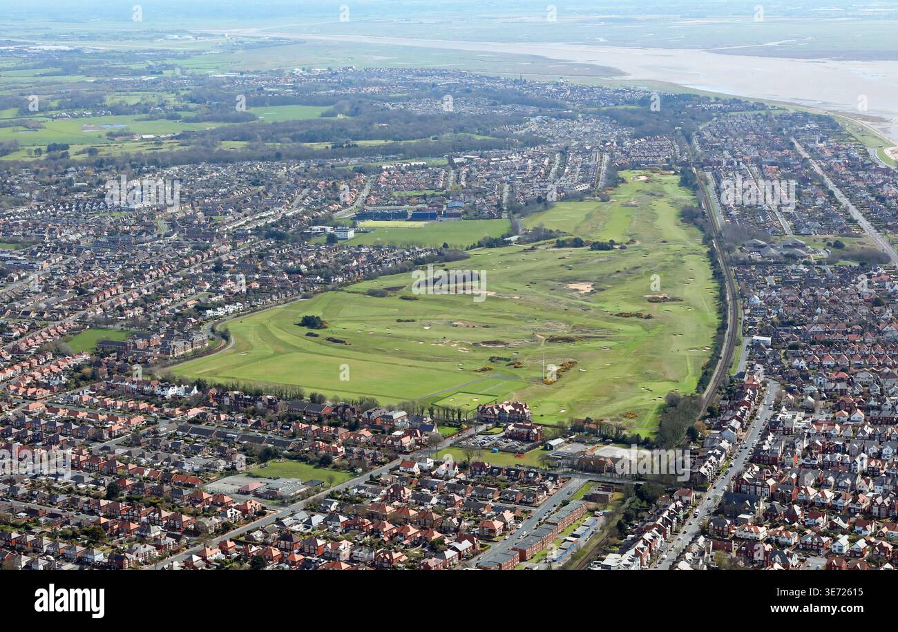 Vue aérienne du Royal Lytham & St Annes Golf Club Banque D'Images