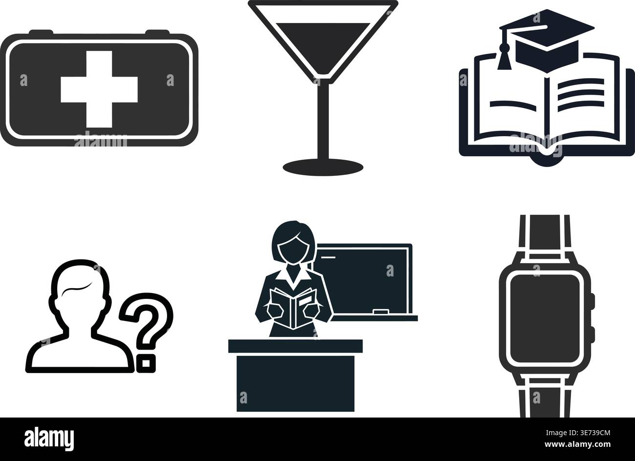 Universal Education Healthcare et Smart Gadget icônes vectorielles Illustration de Vecteur