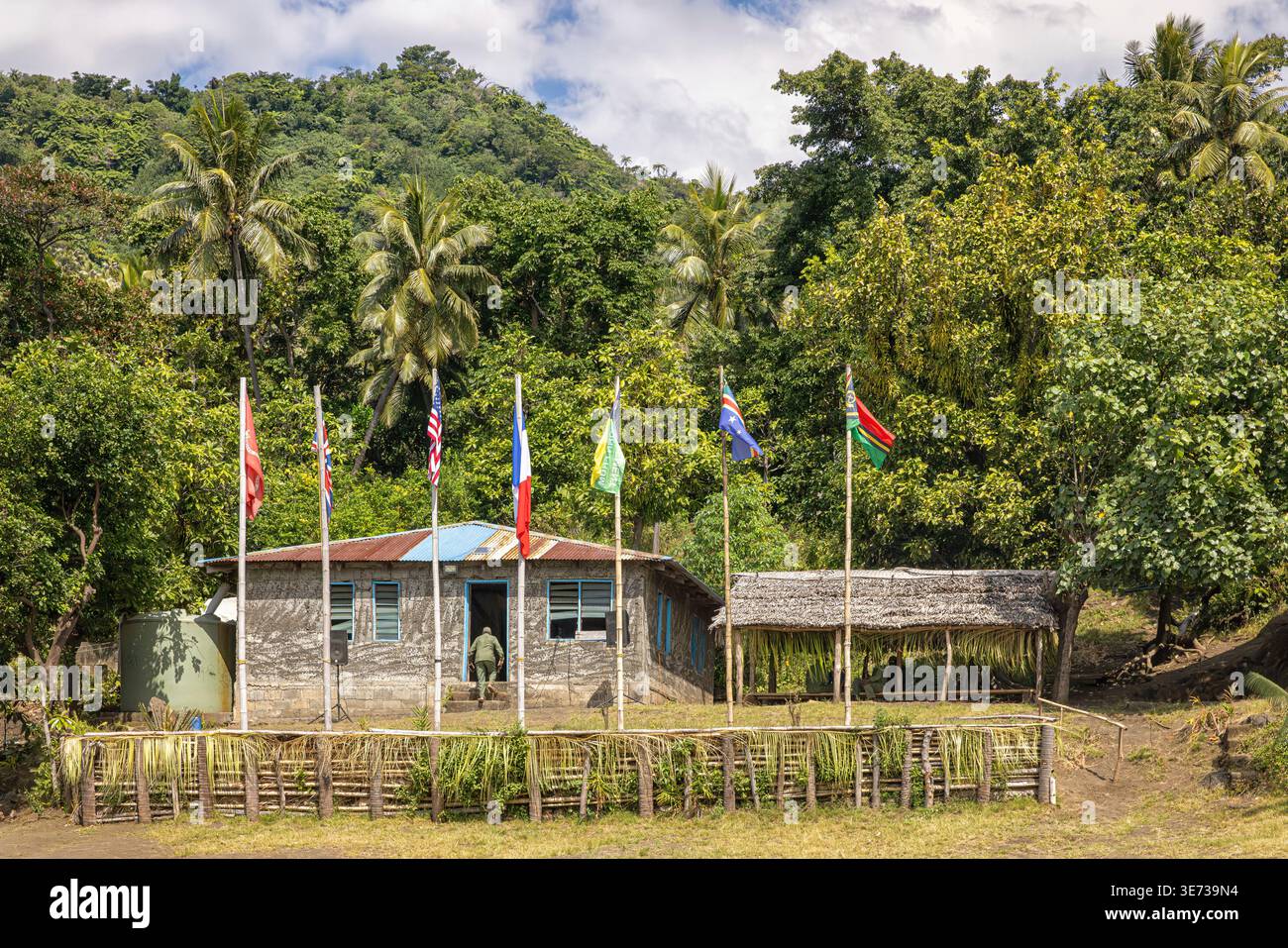 Vie de village à Lamakara (village John Frum), île de Tanna, Vanuatu. Banque D'Images