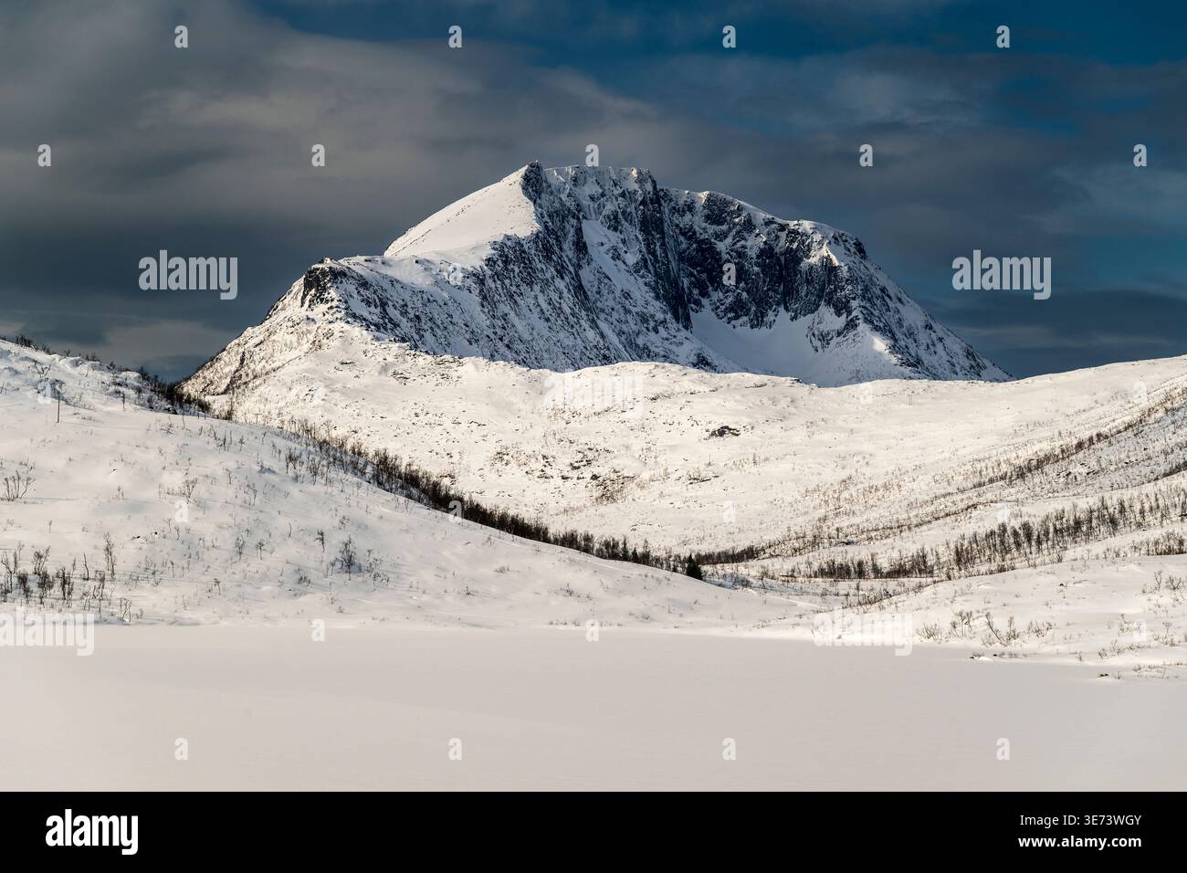 Paysage hivernal pittoresque, Senya Island, Troms, Norvège Banque D'Images