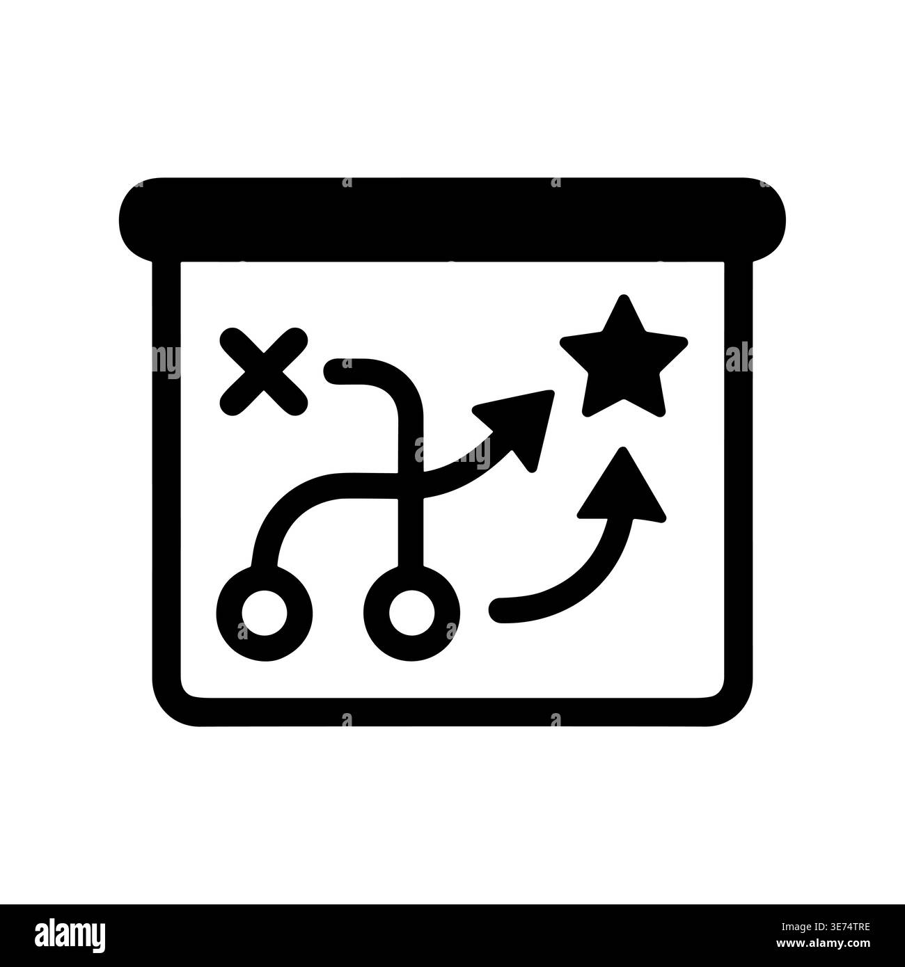 Tableau de présentation affichant un plan stratégique avec des flèches et une étoile Illustration de Vecteur