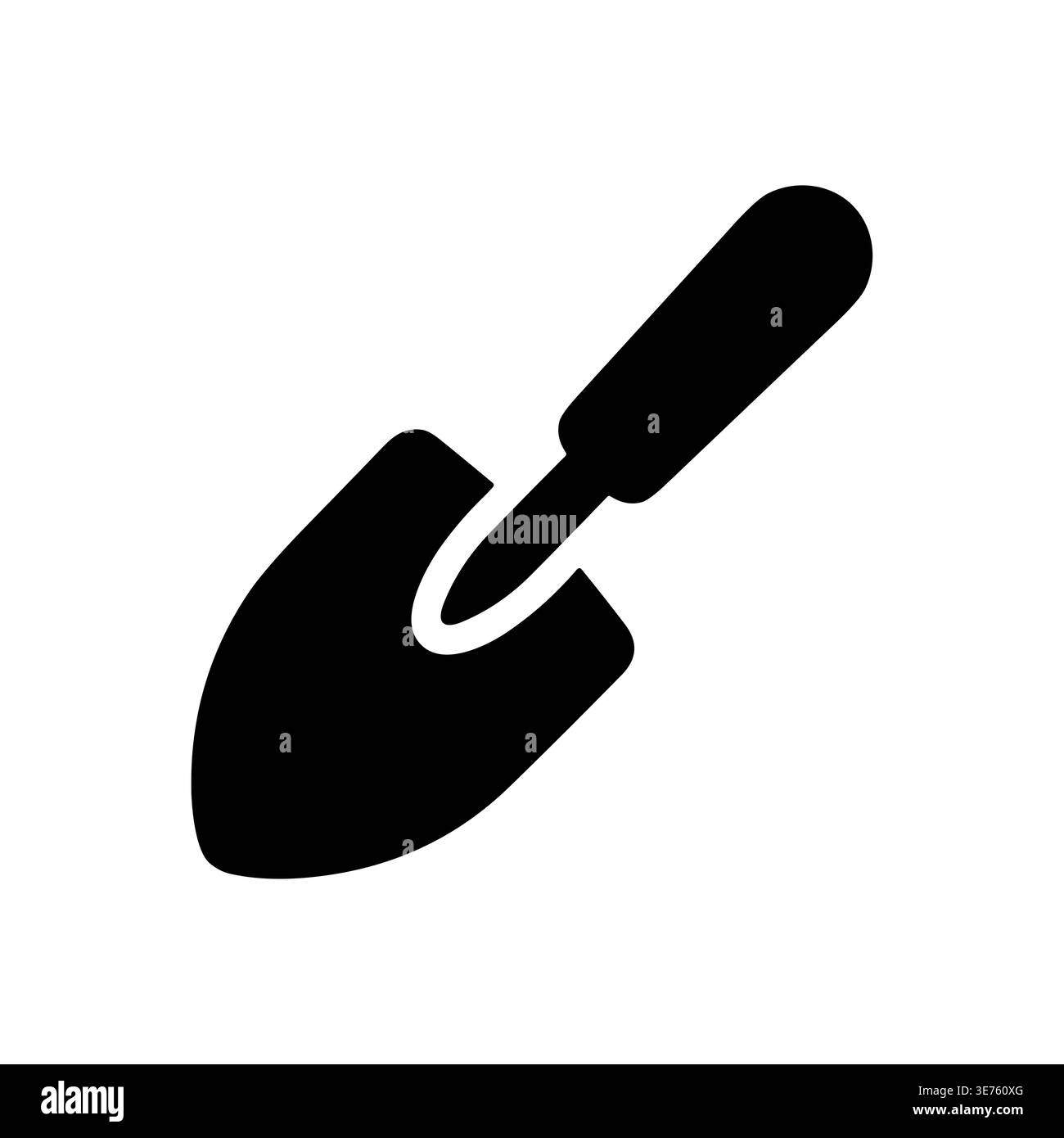 Silhouette noire d'une truelle de jardin, illustration de style minimaliste Illustration de Vecteur