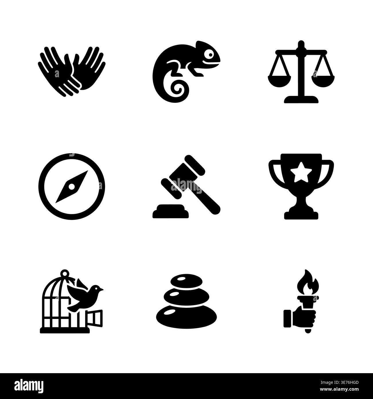 Collection de diverses icônes vectorielles dans le style de silhouette noir solide Illustration de Vecteur
