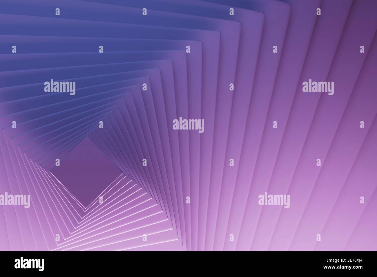 Carrés brillants lavande doux comme motif créant un tunnel infini rêveur avec de doux gradients bleu-violet, des bords lumineux. Backgro géométrique abstrait Banque D'Images
