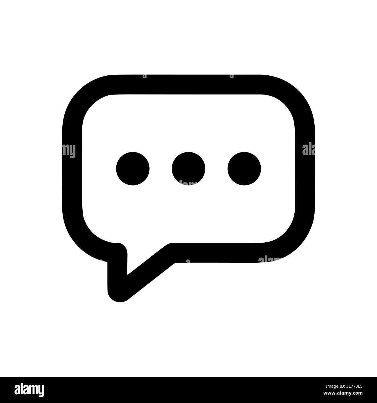 Icône de bulle de chat minimaliste avec trois points dans un contour noir Illustration de Vecteur