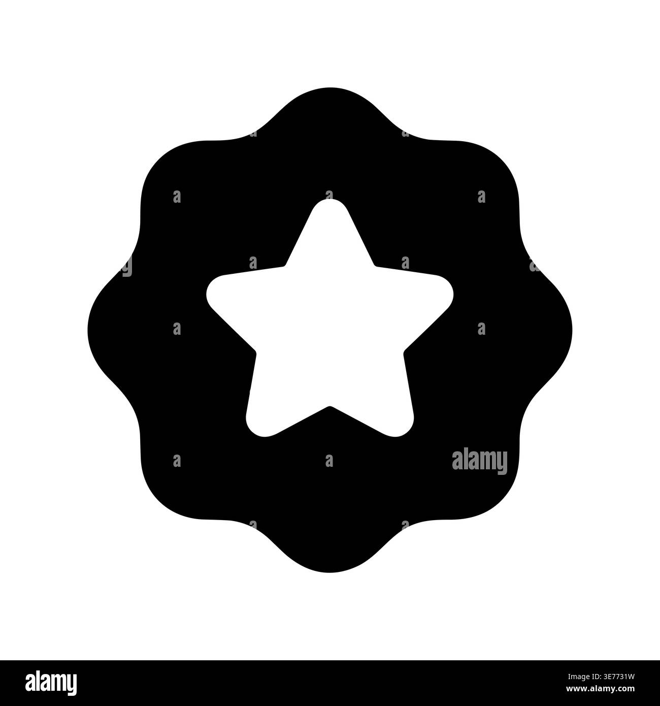 Icône en forme d'étoile en forme d'écusson rosette design noir et blanc Illustration de Vecteur