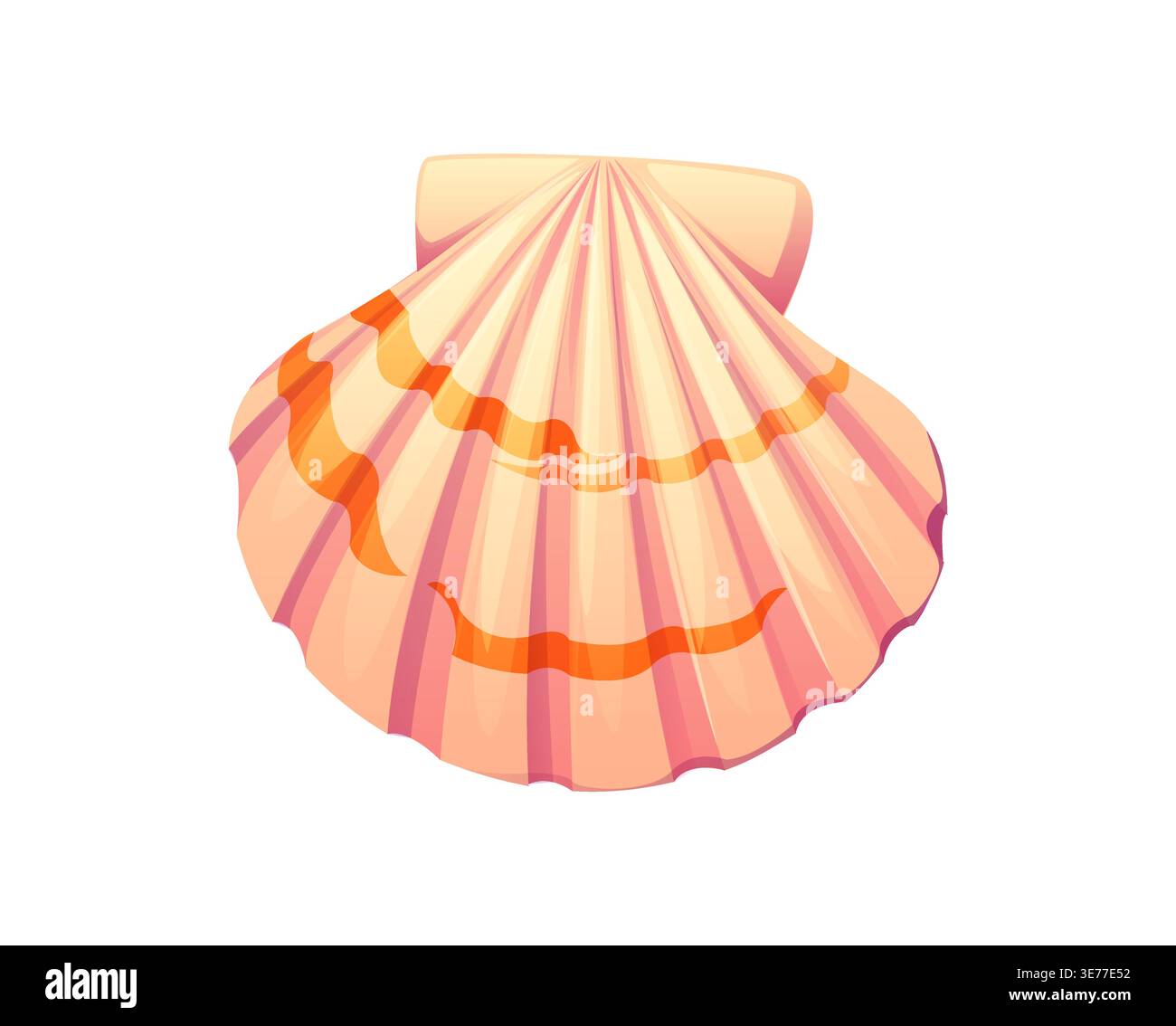 Coquillage ou moule de dessin animé rose de fond de mer. Récif corallien conque isolé, faune marine tropicale moule aquatique. Ocean Life Seashell Illustration de Vecteur