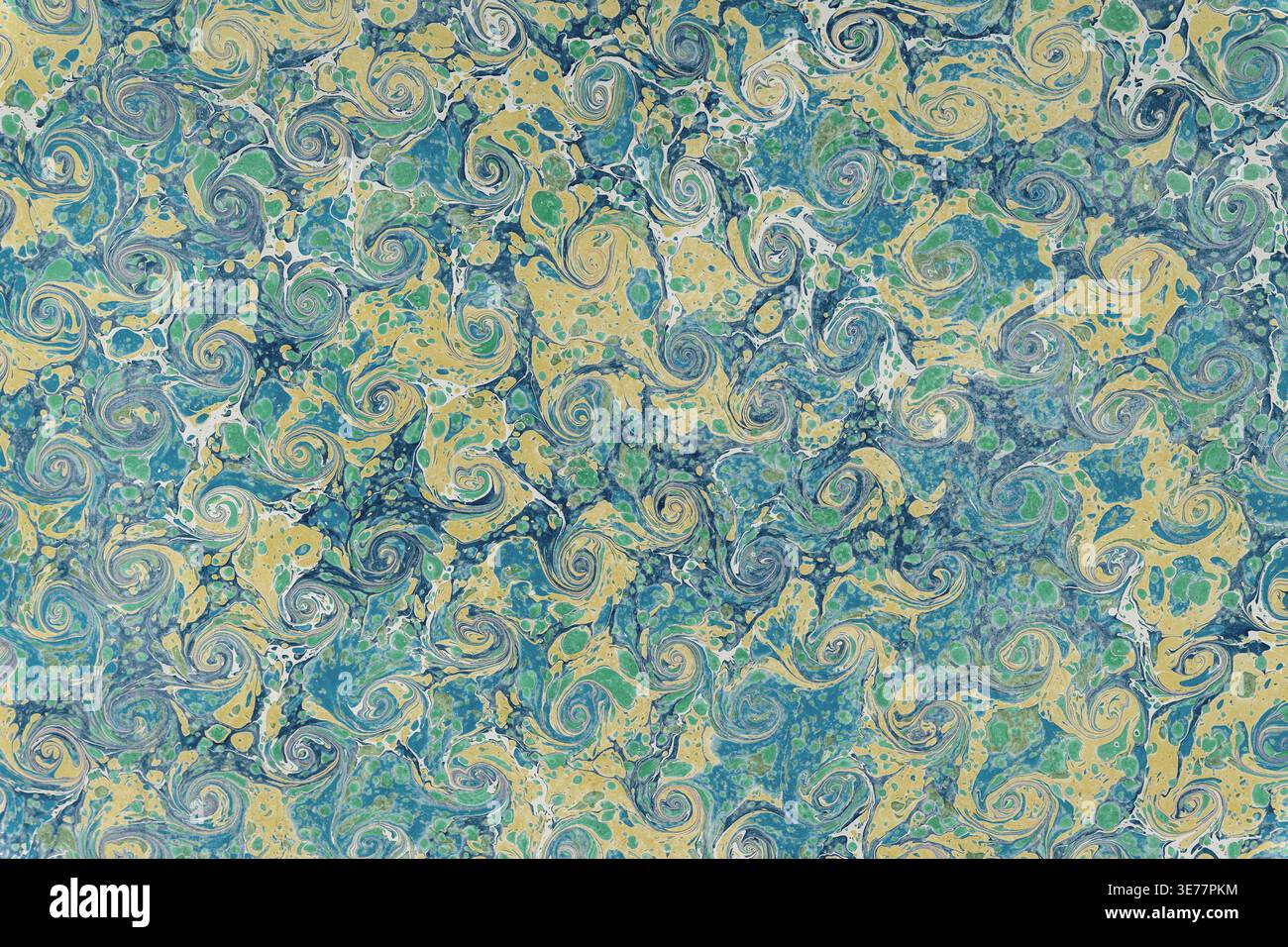 Papier de marbre abstrait créant des motifs tourbillonnants colorés et une texture organique Banque D'Images