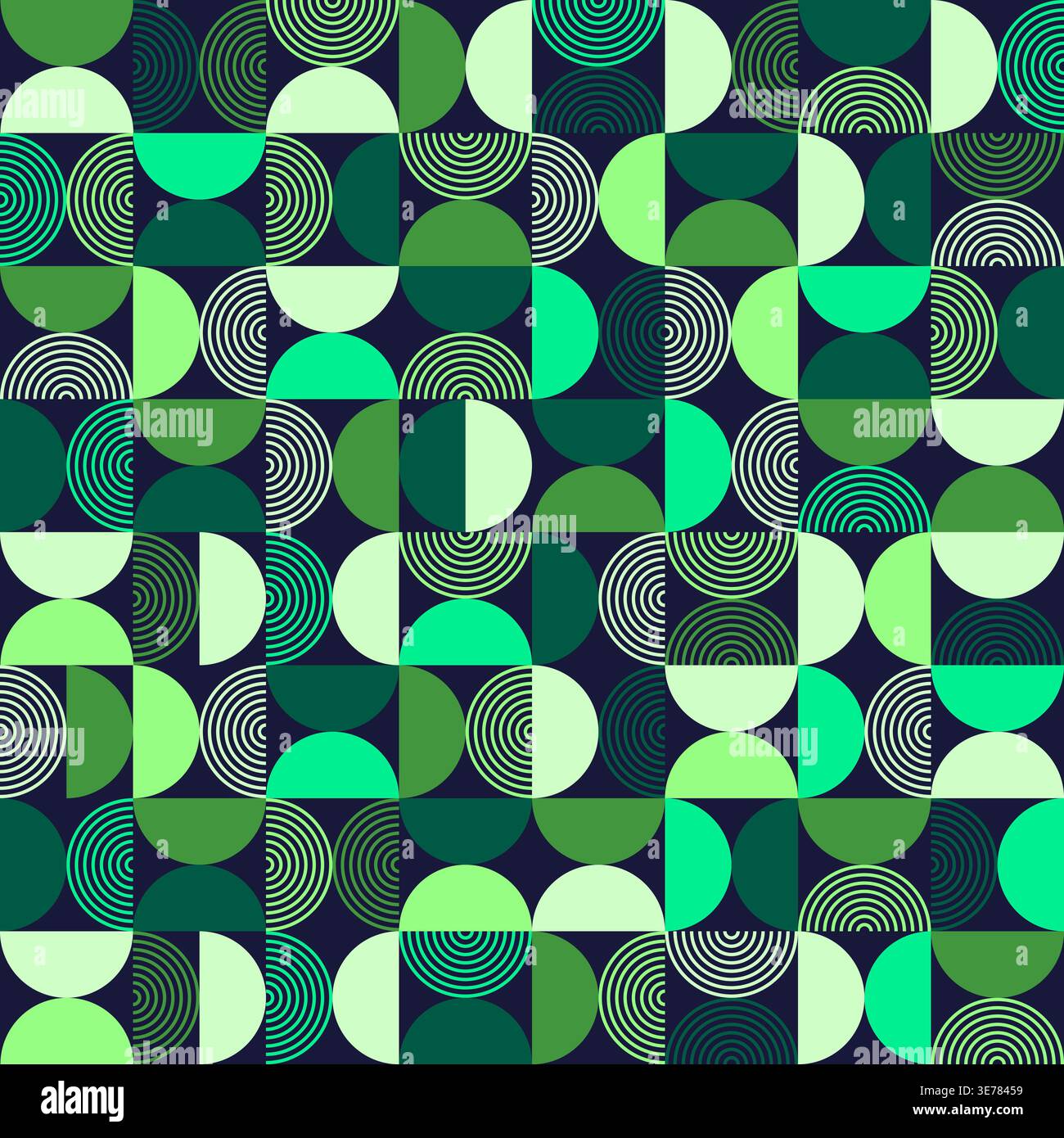 Motif géométrique vert avec cercles et demi-cercles sur fond sombre illustration vectorielle Illustration de Vecteur