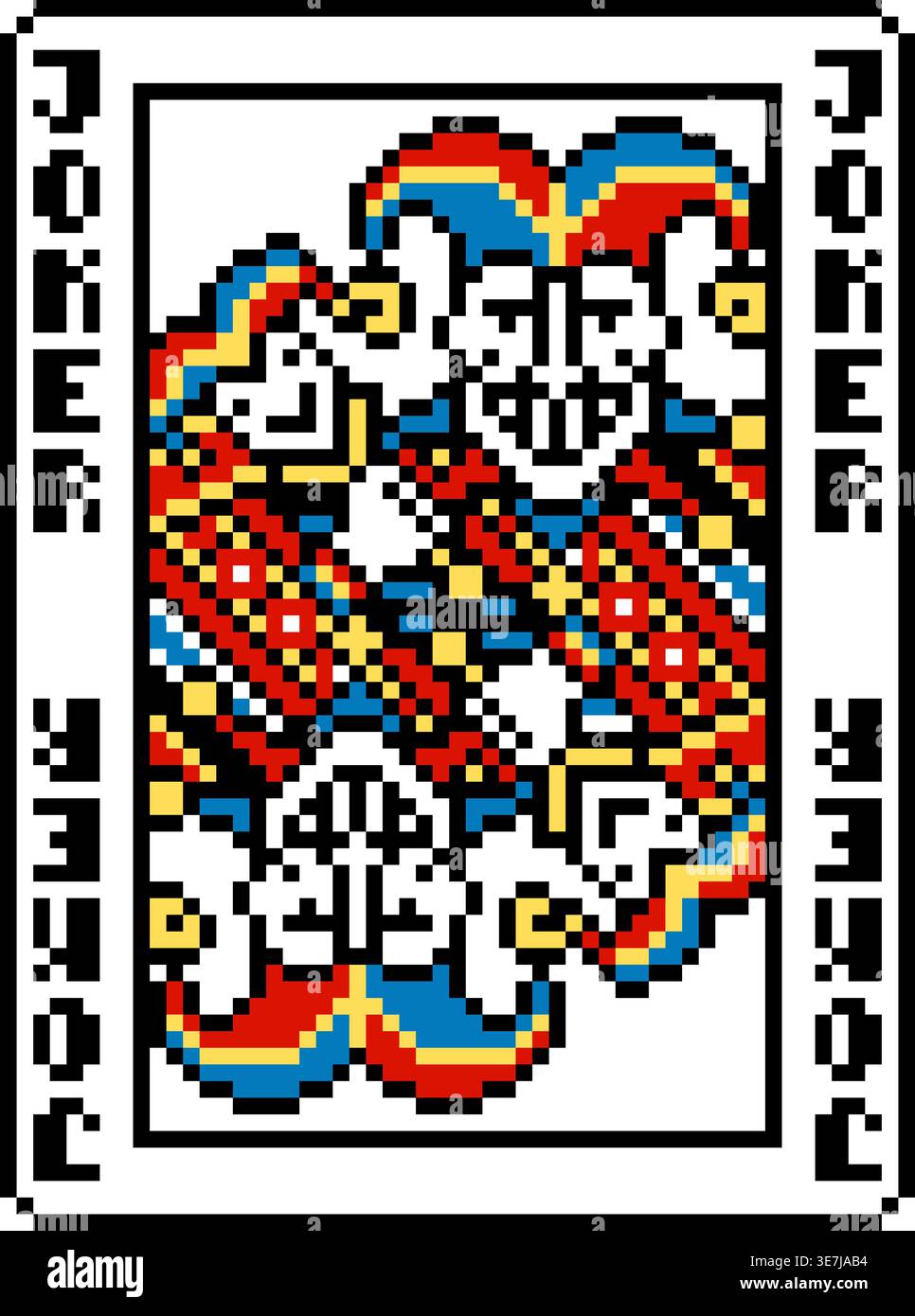 Motif Joker Card style Pixel Art Illustration de Vecteur
