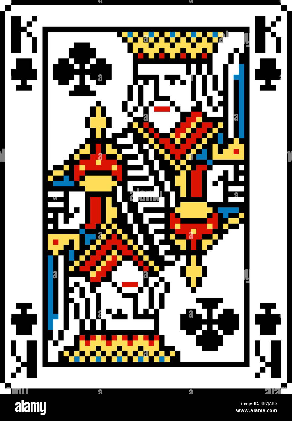 Design de cartes à jouer King of Spades style Pixel Art Illustration de Vecteur