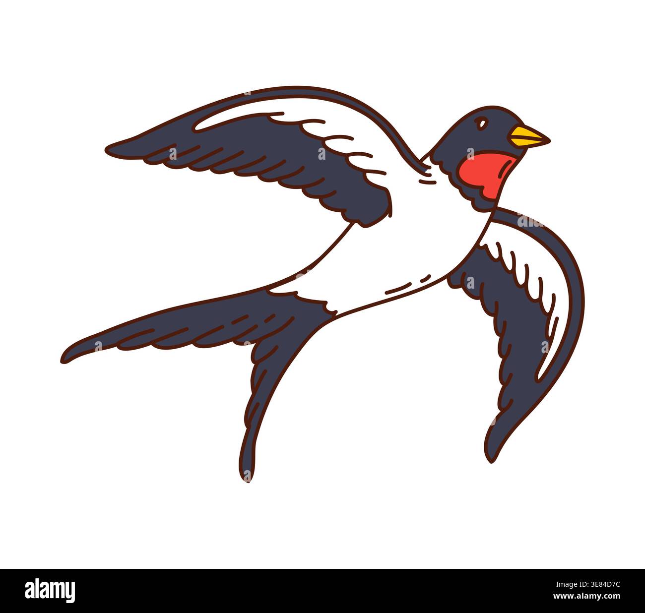 Symbole ou patch de groovy d'hirondelle volante Illustration de Vecteur
