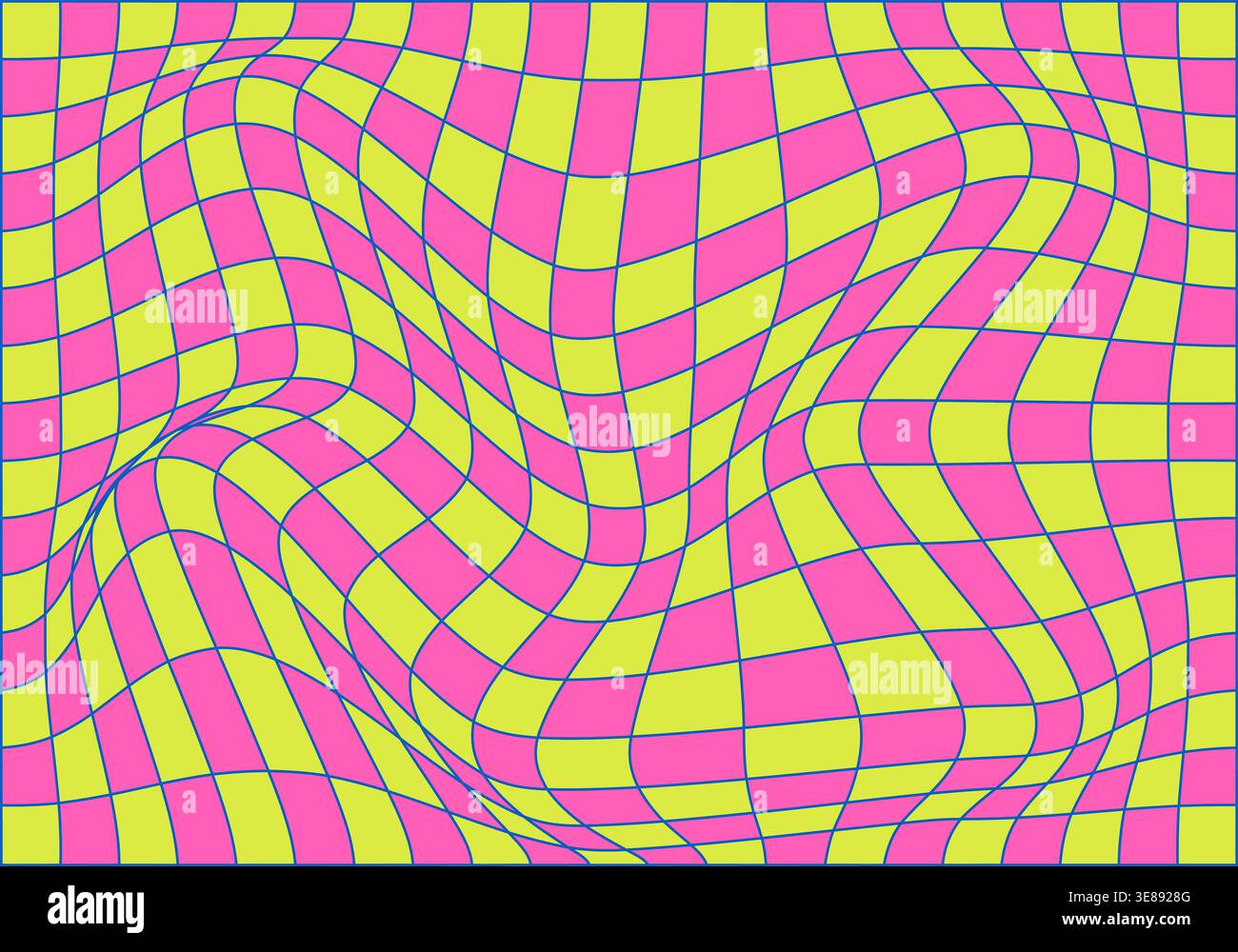 Fond abstrait à damier avec des carrés déformés. Trippy coloré des années 1970 Illustration de Vecteur