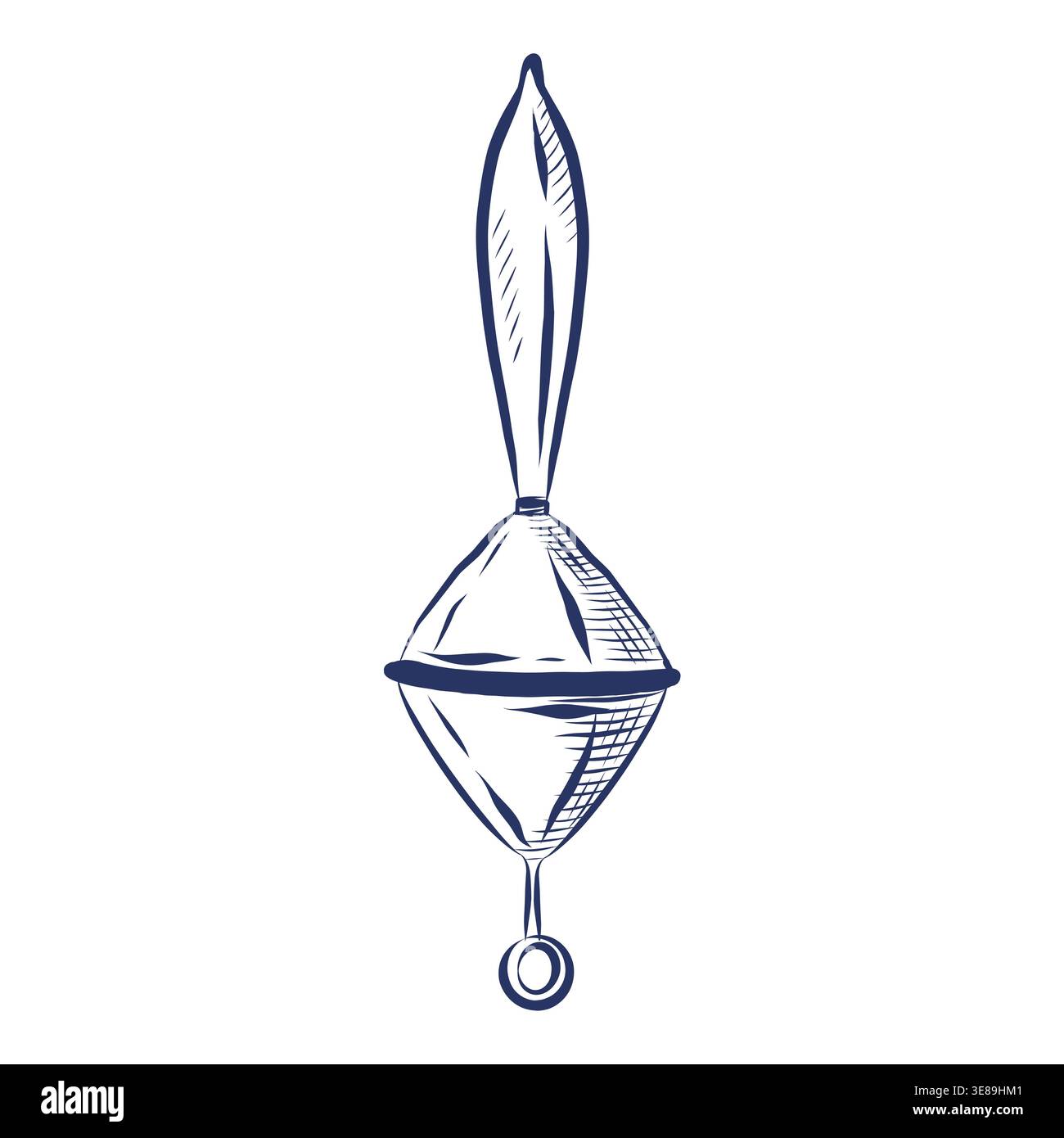 Dessin d'un flotteur de pêche. Engin de pêche avec canne. Illustration vectorielle dessinée à la main d'engins de pêche. Illustration sur le thème nautique pour la pêche Illustration de Vecteur