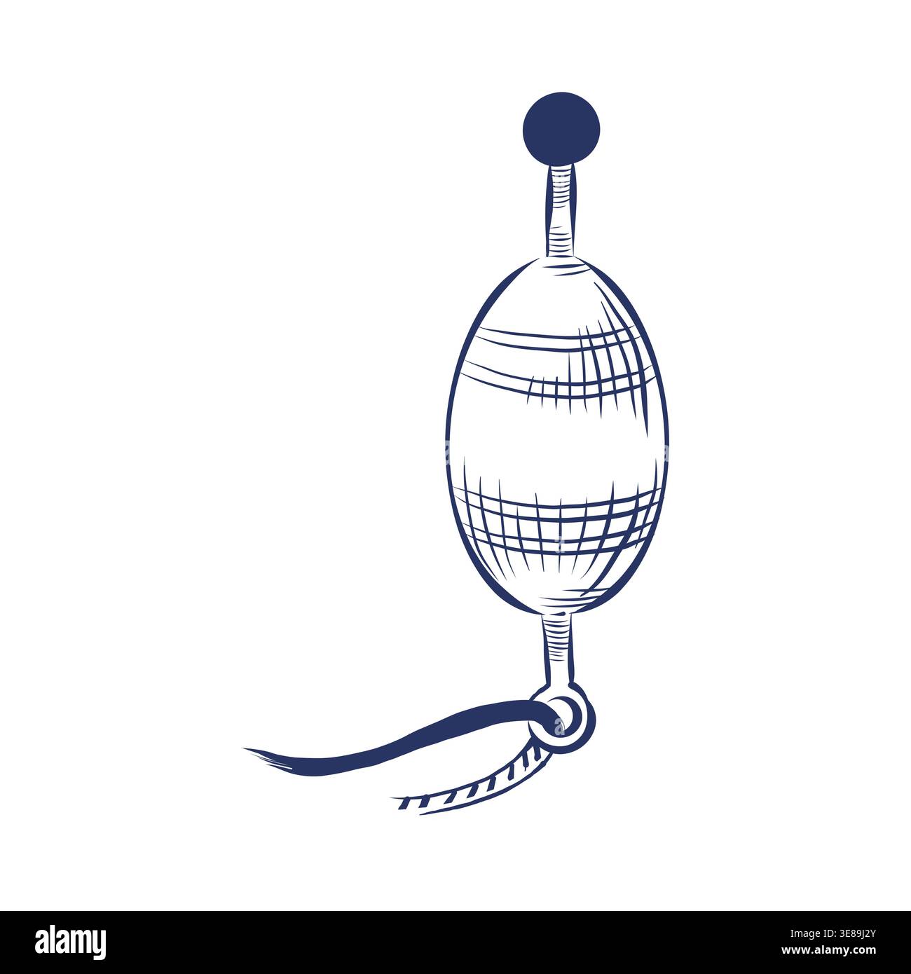 Flotteur de pêche isolé sur fond blanc. Elément nautique dessiné à la main pour la conception. Concept de thème marin et océanique. Illustration vectorielle simple de Illustration de Vecteur