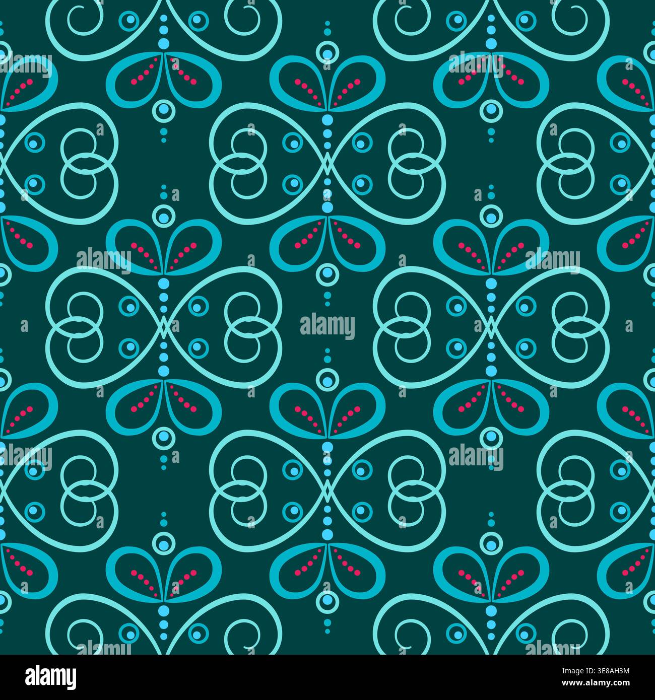 Motif sans couture à volants d'éléments floraux tourbillons Illustration de Vecteur