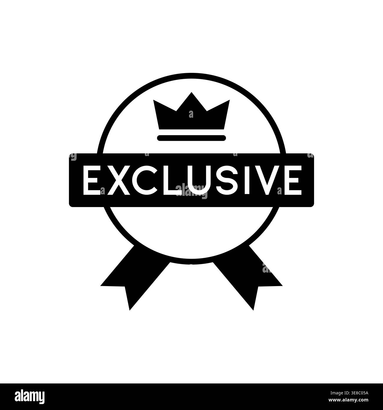 Emblème exclusif de ruban d'étiquette avec illustration vectorielle de couronne et d'insigne Illustration de Vecteur