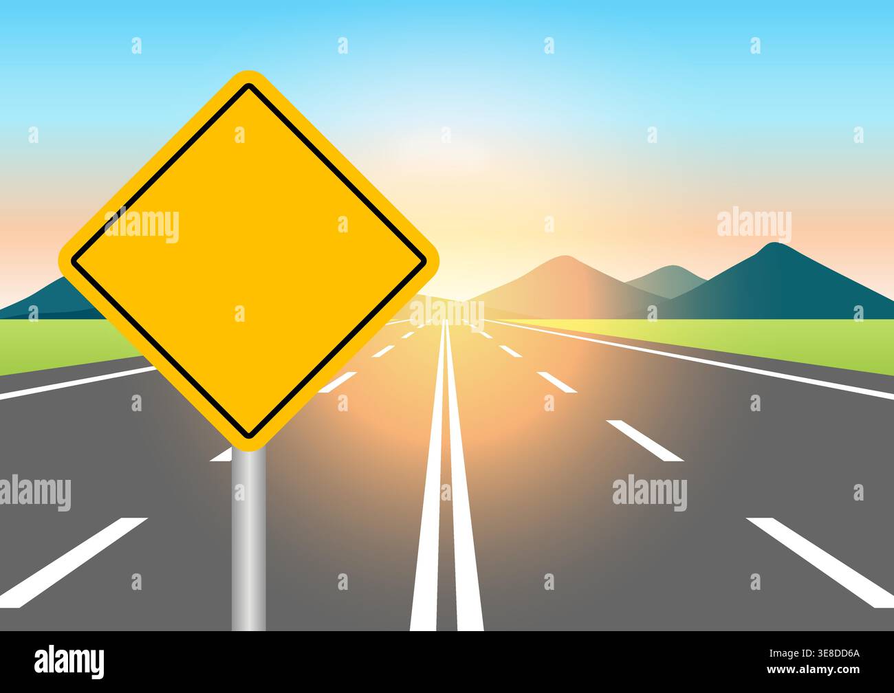 Panneau de signalisation vide sur la route de l'autoroute. Illustration vectorielle. Illustration de Vecteur