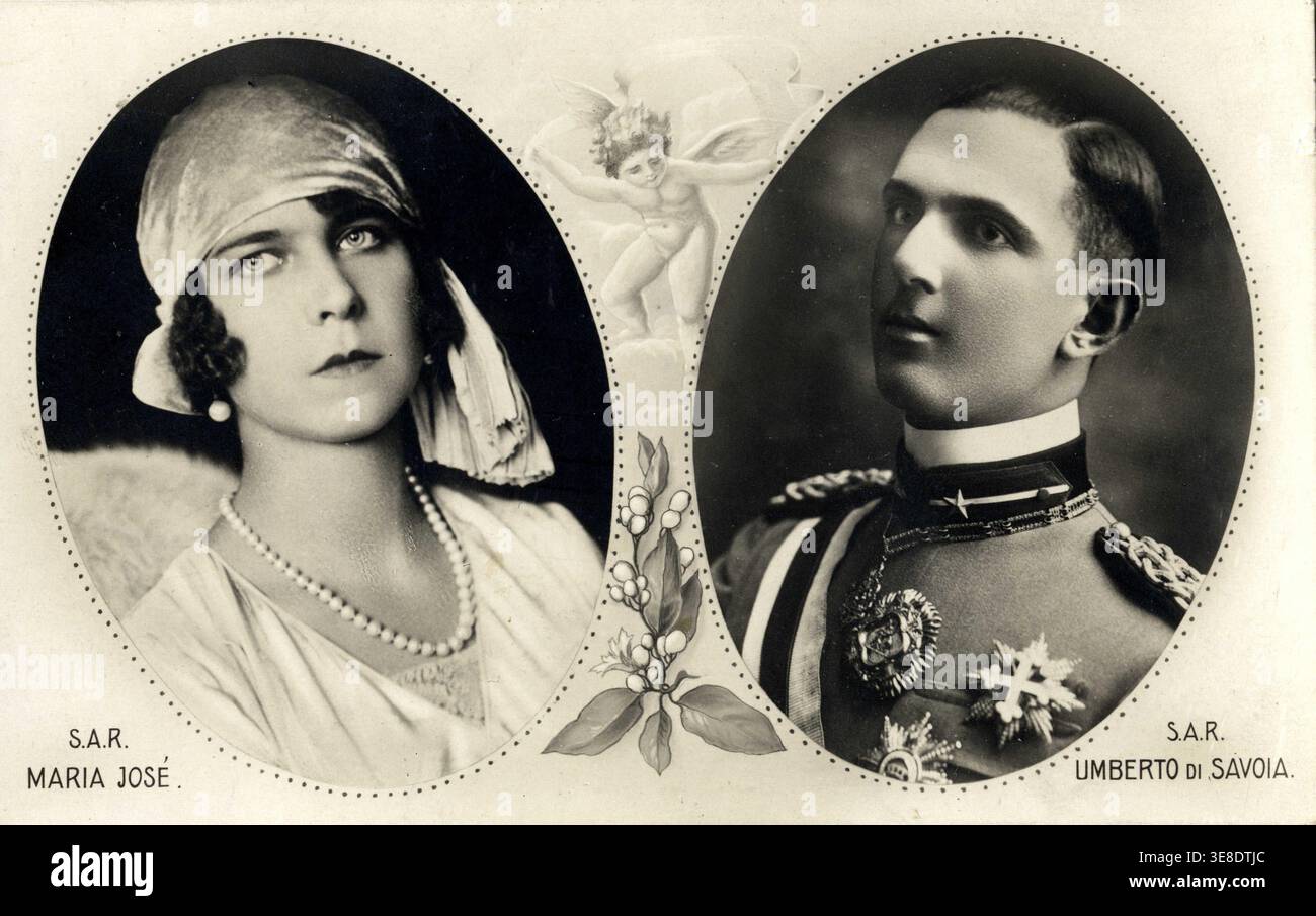 Portrait d'Humbert II (Umberto di Savoia) d'Italie (1904-1983) et Maria José, princesse belge (1906-2001). Banque D'Images