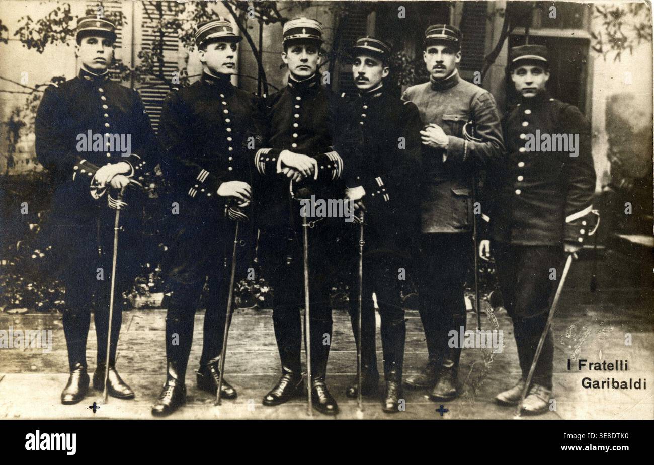 Carte postale représentant les frères Garibaldi. Banque D'Images