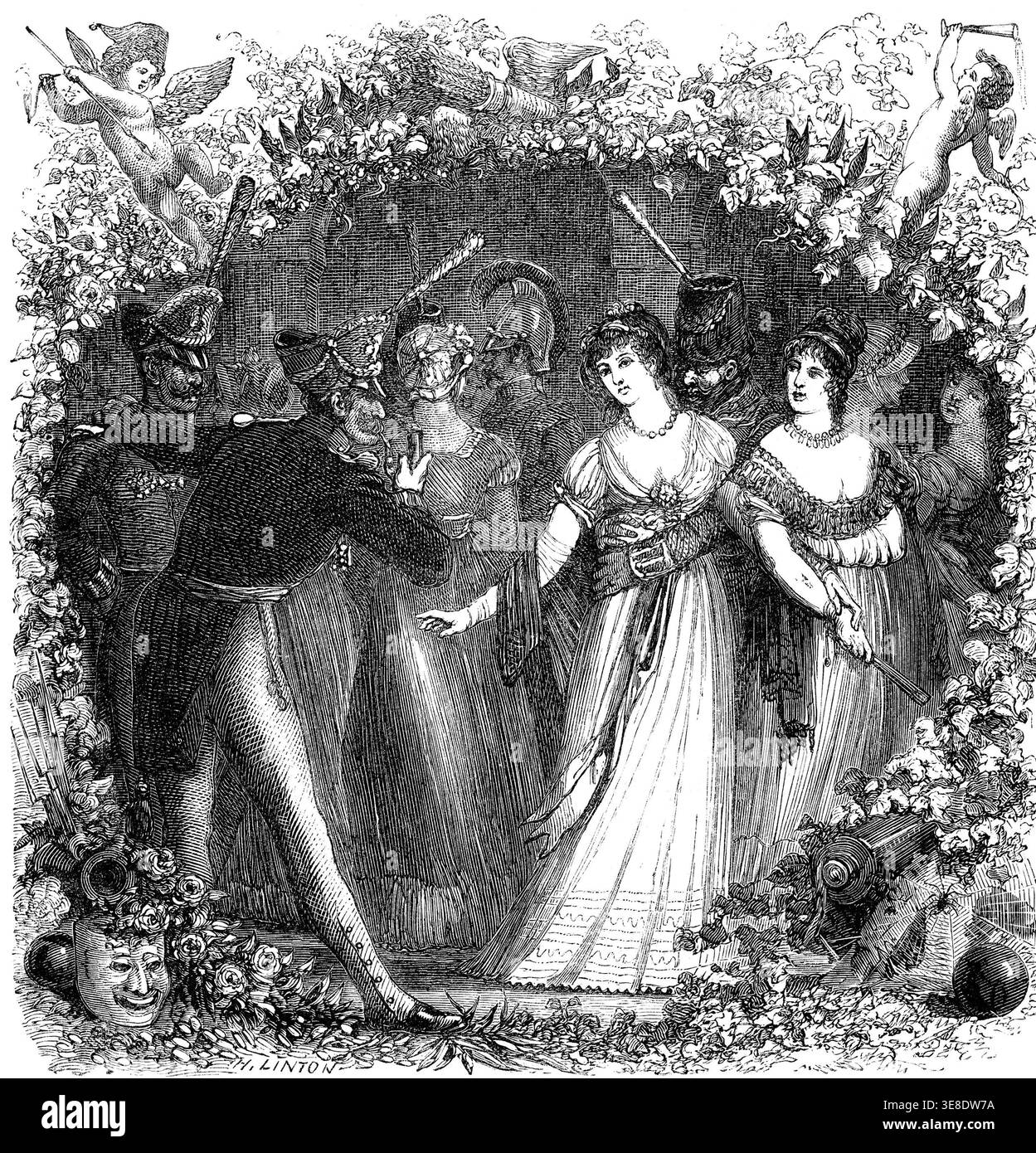 Les Young Ladies. Gravure, 1866 Banque D'Images
