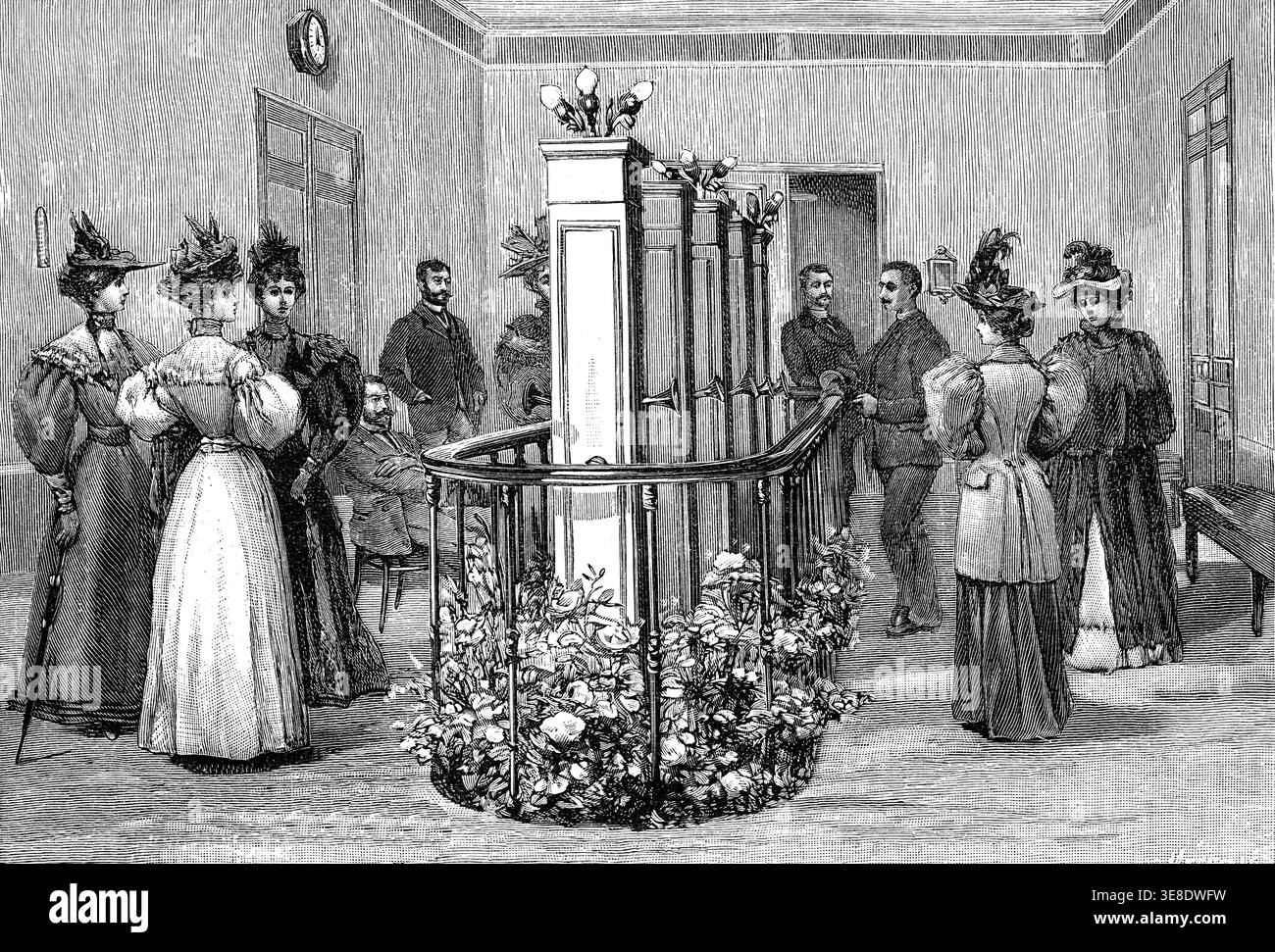 Salle thérapeutique d'inhalation d'ozone (ozonothérapie). Gravure, 1895 Banque D'Images