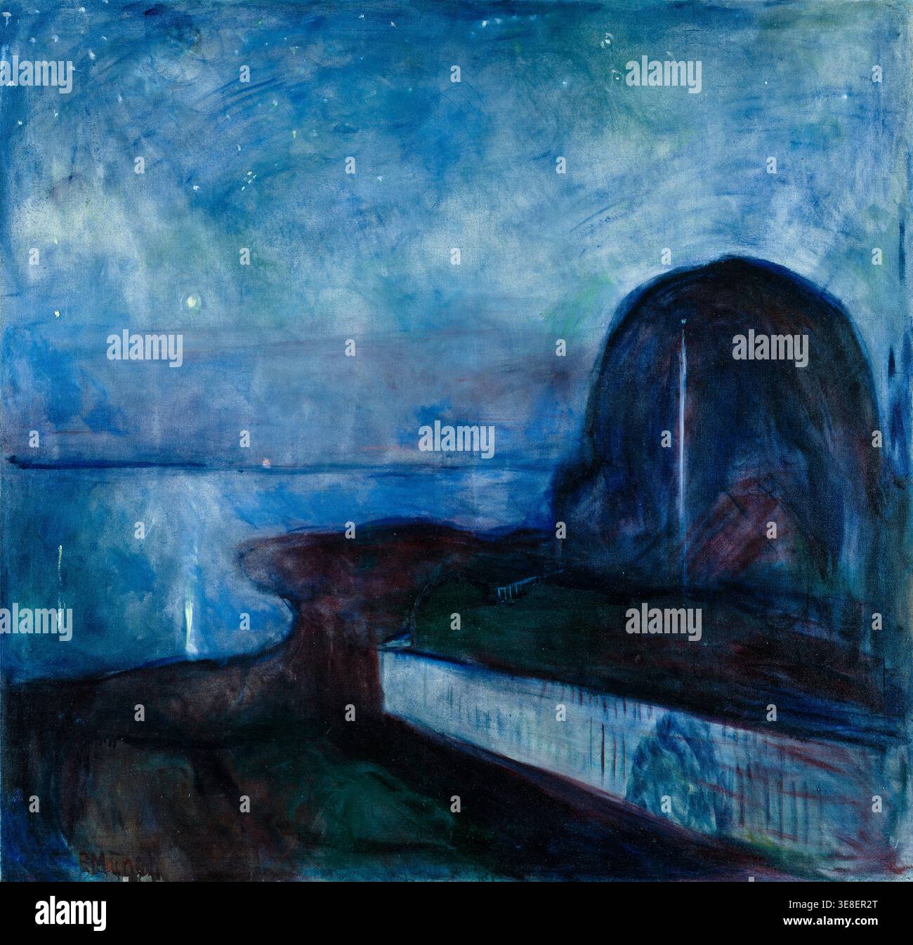 Edvard Munch, nuit étoilée, peinture à l'huile sur toile, 1893 Banque D'Images