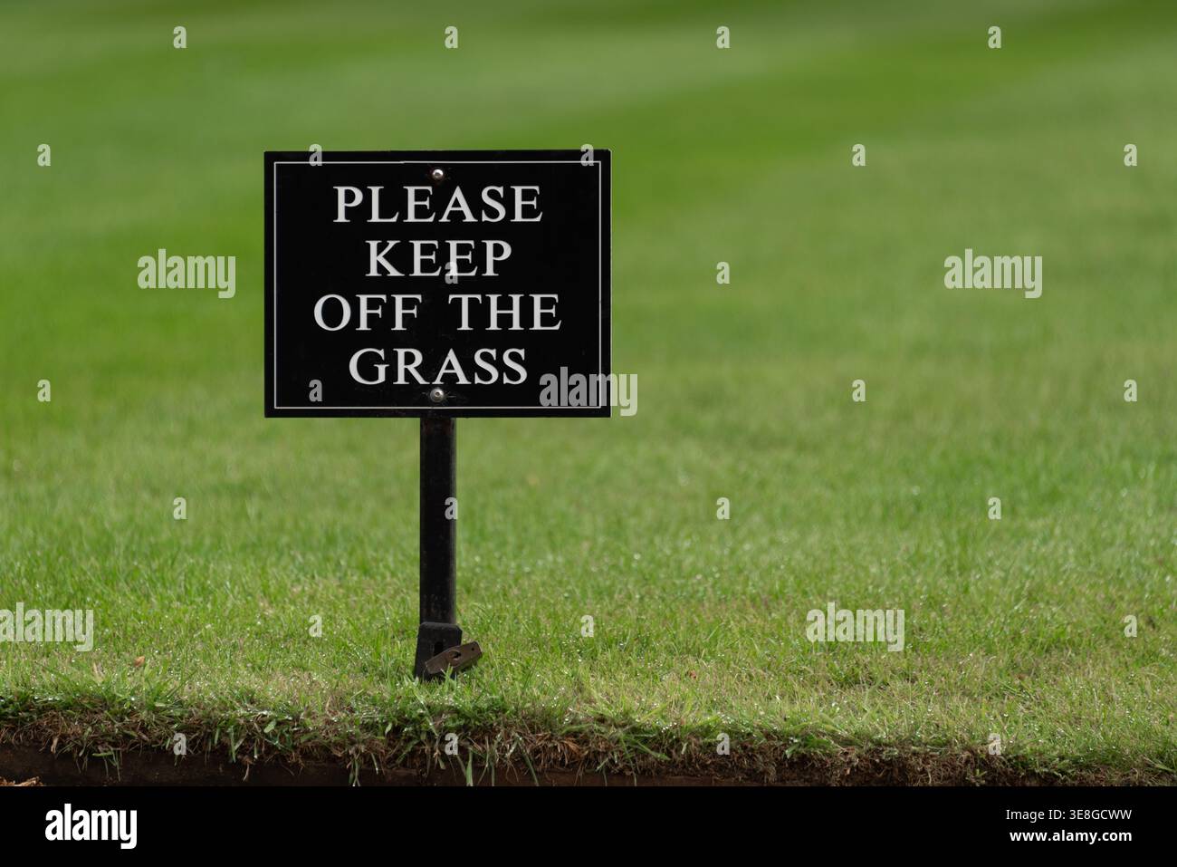 Un panneau disant S'il vous plaît garder hors de l'herbe avec l'herbe verte en arrière-plan, Oxford, Royaume-Uni Banque D'Images