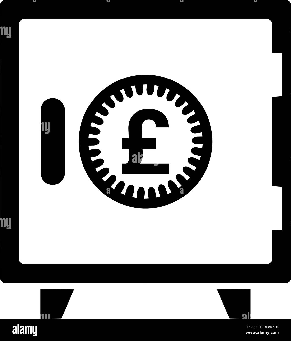 Icône de coffre-fort noir avec symbole de livre sterling, illustration vectorielle sécurisée du coffre-fort financier britannique, protection de l'argent et graphique de dépôt bancaire Illustration de Vecteur