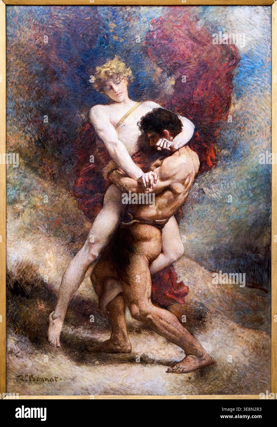Jacob lutte avec l'Ange, 1876, Léon Bonnat (Bayonne 1833 - 1922 Monchy-Saint-Éloi), Musée Bonnat-Helleu, Musée des beaux-arts, Bayonne, France Banque D'Images