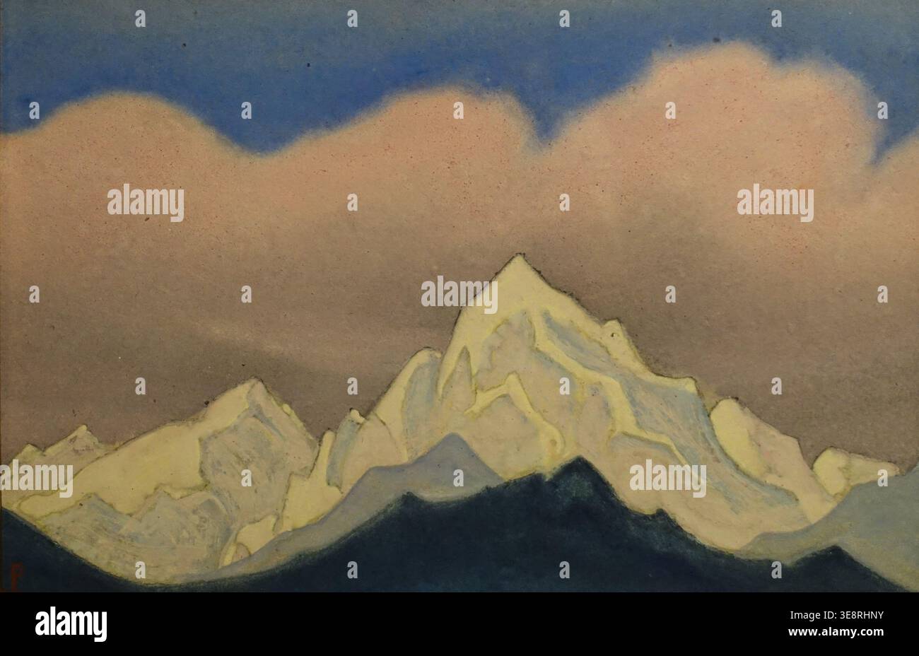 Nuage rose, Himalaya, 1946, Roerich Nicholas Konstantinovich (1874-1947), Tempera sur carton, Galerie d'État Tretiakov. Banque D'Images