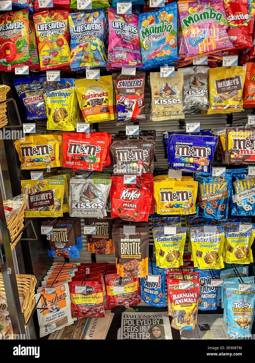 New York City, NY, États-Unis, vue rapprochée à l'intérieur, Junk Food, bonbons, chocolat industriel, en vente à l'intérieur de la boutique locale, (aéroport John F Kennedy), Banque D'Images