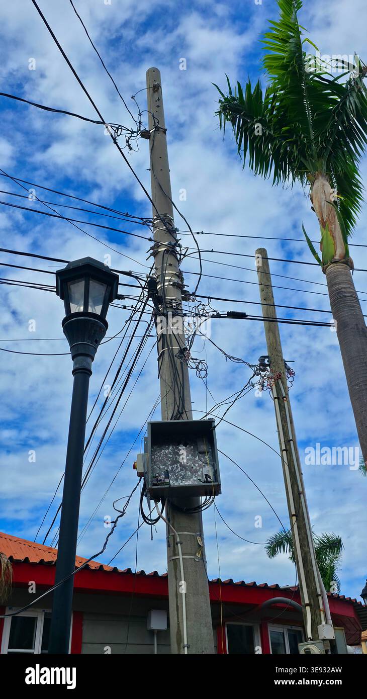 Fils électriques Falmouth Jamaïque nation insulaire souveraine dans les Caraïbes et membre du Commonwealth britannique. 03.01.26 Banque D'Images