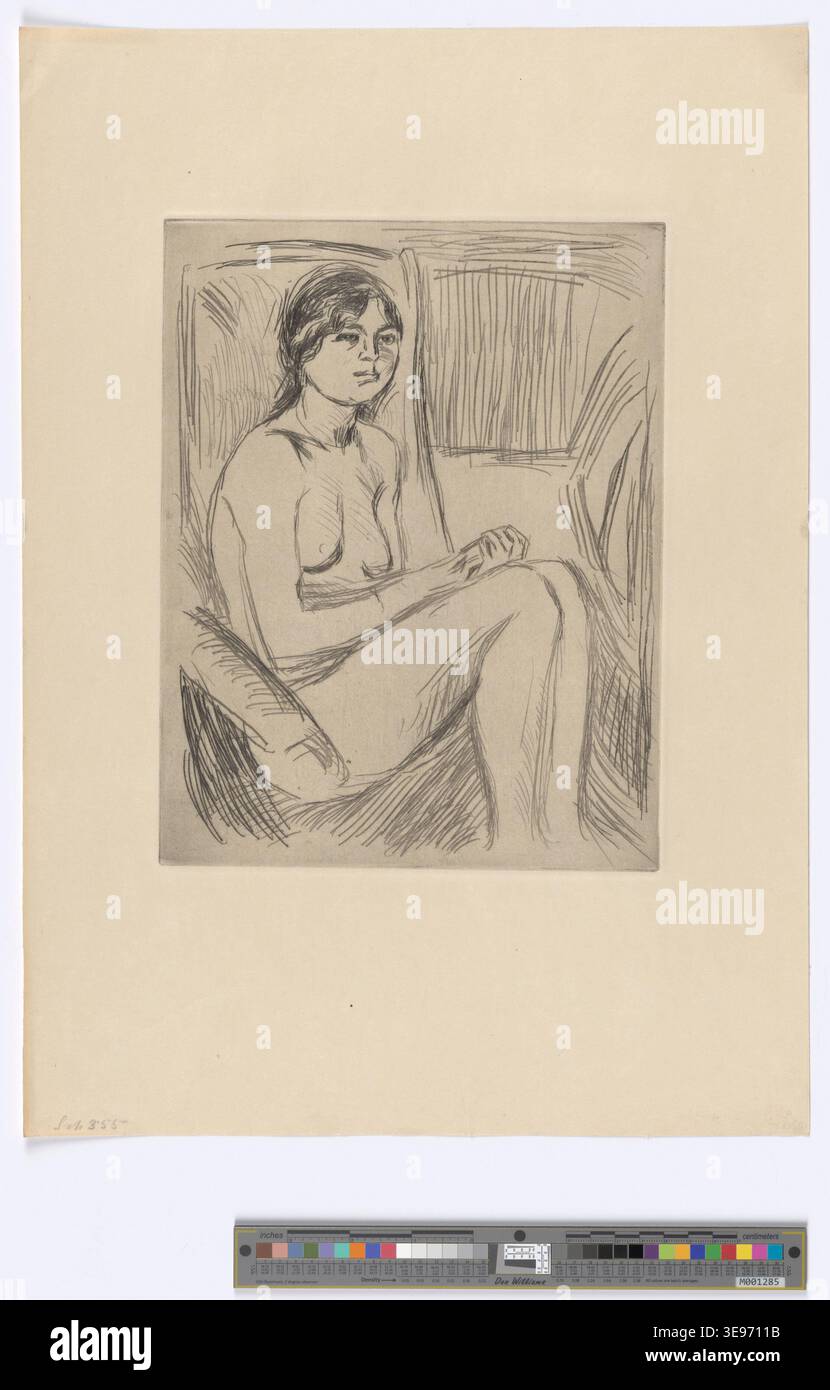 Edvard Munch (1863-1944) est un artiste norvégien considéré comme un pionnier de l'expressionnisme. Ce tirage d’archives fait partie de la collection de Munch au Munchmuseet, reflétant son exploration de thèmes psychologiques tels que l’anxiété et la peur existentielle. Le tirage met en valeur l’expertise de Munch dans les arts graphiques et sa maîtrise de l’expression émotionnelle. Banque D'Images