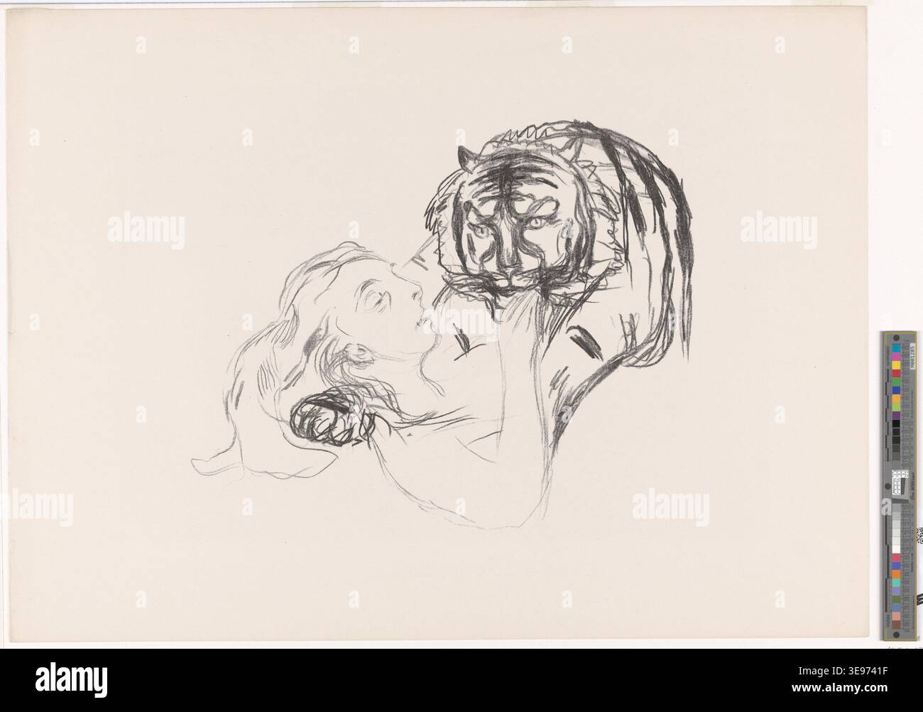 Edvard Munch (1863-1944) est réputé pour son exploration des thèmes psychologiques, en particulier les complexités de l'émotion humaine. Cette image d'archive, cataloguée sous le nom de MM.G.00311-48, plonge dans ses thèmes d'anxiété et de désespoir. Banque D'Images
