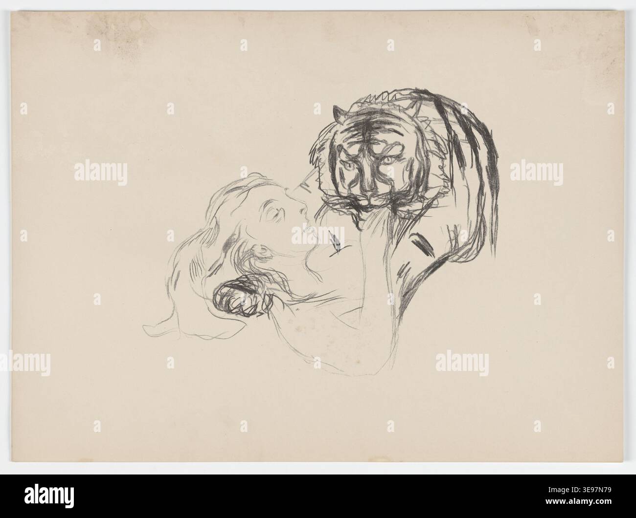 Cette image d’archives présente l’une des gravures graphiques d’Edvard Munch (1863-1944) du Musée Munch. Les œuvres de Munch sont réputées pour leur contenu émotionnel intense, abordant des thèmes tels que l'anxiété, la mort et la fragilité humaine. Banque D'Images