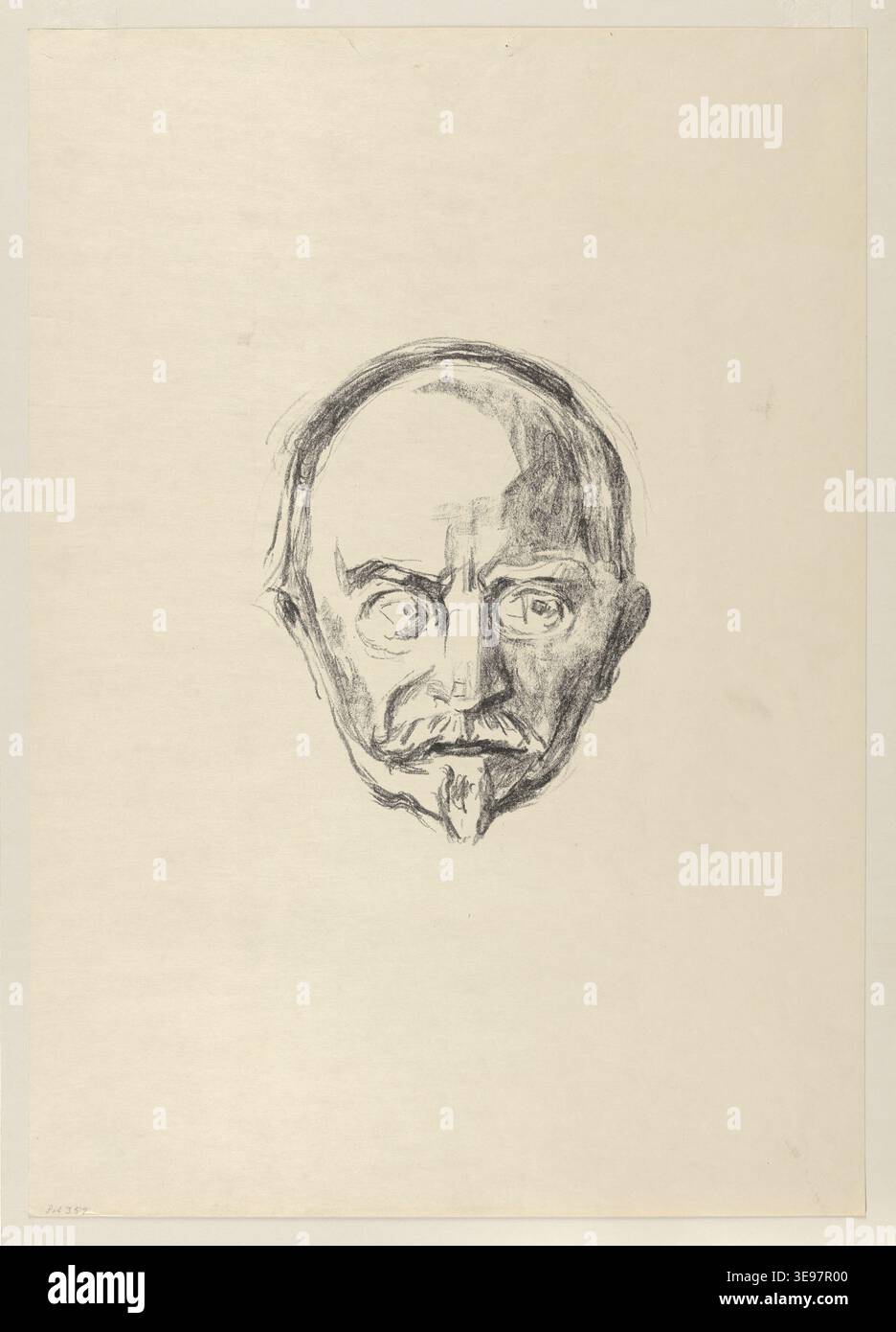 Edvard Munch (1863-1944) est un peintre et graveur norvégien, réputé pour son influence sur le mouvement expressionniste. Cette image d’archives présente une reproduction de l’une des gravures graphiques de Munch, mettant en valeur son exploration caractéristique des émotions humaines et de la profondeur psychologique. Banque D'Images