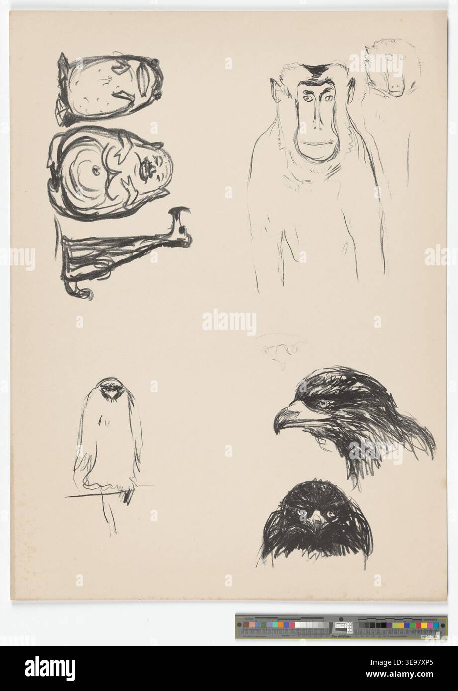 Edvard Munch (1863-1944) explore la profondeur psychologique et la fragilité humaine à travers ses œuvres. Cette image d’archives, cataloguée sous le nom de MM.G.00300-48, évoque les thèmes de l’incertitude existentielle et du conflit intérieur. Banque D'Images