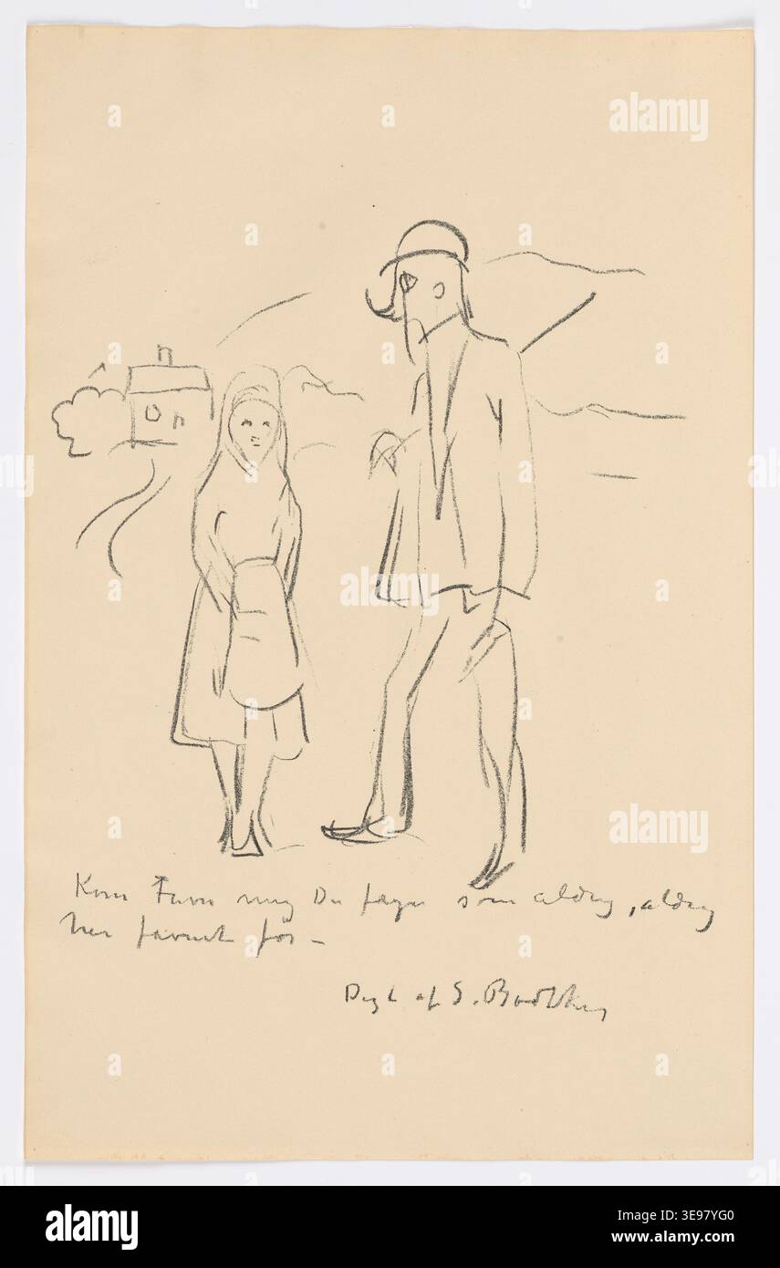 Edvard Munch (1863-1944) est un peintre et graveur norvégien, renommé pour ses œuvres emblématiques telles que *The Scream*. Cette estampe, qui fait partie de la collection Munchmuseet, illustre sa contribution à l'expressionnisme. Le tirage d’archives capture le style unique de Munch, caractérisé par l’intensité émotionnelle et l’exploration de thèmes psychologiques. Les archives photographiques documentent l'approche de Munch au début du XXe siècle en matière de modernisme Banque D'Images