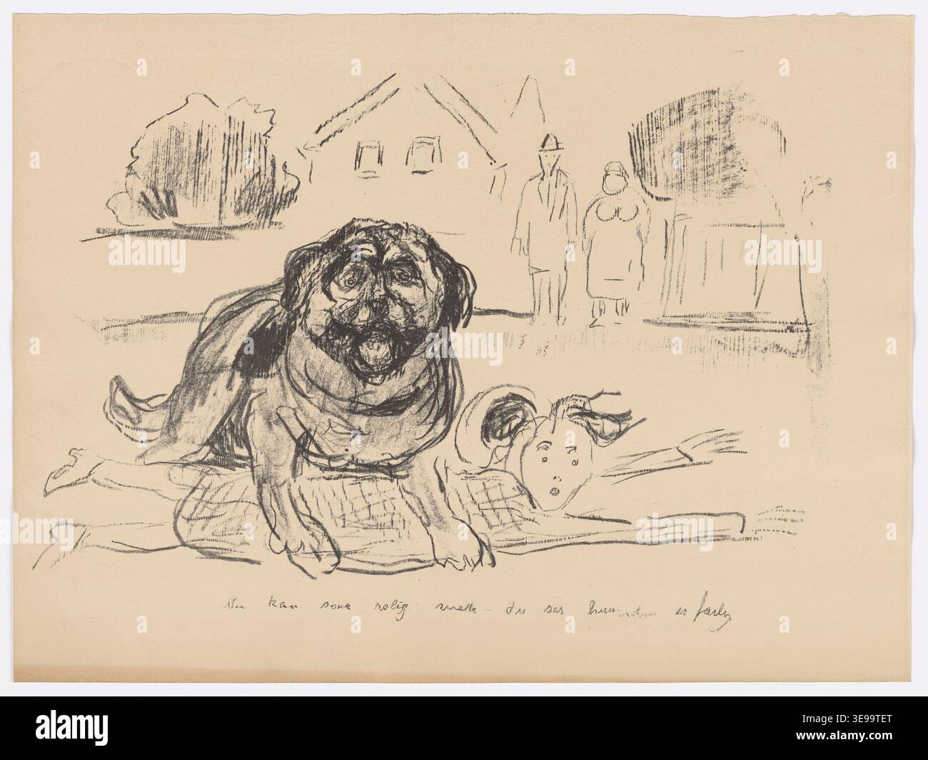 Cette impression d’archives du Munchmuseet met en valeur la capacité d’Edvard Munch à capturer des états psychologiques bruts, en utilisant son style signature pour transmettre des thèmes de peur existentielle et d’isolement émotionnel. Banque D'Images