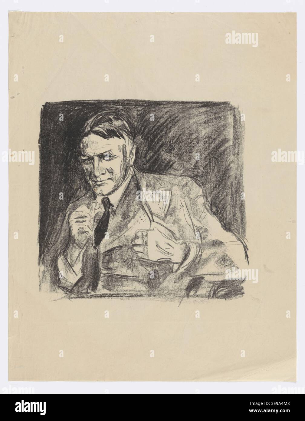 Edvard Munch (1863-1944) est un artiste norvégien, très apprécié pour son travail explorant des thèmes psychologiques et émotionnels. Cette lithographie d'archives du Munchmuseet examine les thèmes du désespoir et de l'isolement émotionnel. Banque D'Images