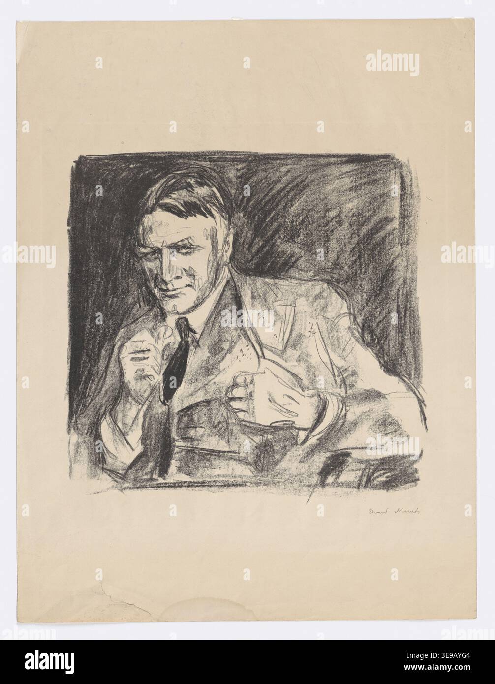 Edvard Munch (1863-1944) est un peintre et graveur norvégien, célèbre pour ses explorations psychologiques et émotionnelles dans le cadre de l'étude Cette lithographie d'archives du Munchmuseet se penche sur les thèmes de l'aliénation et de la complexité psychologique de l'esprit humain. Banque D'Images