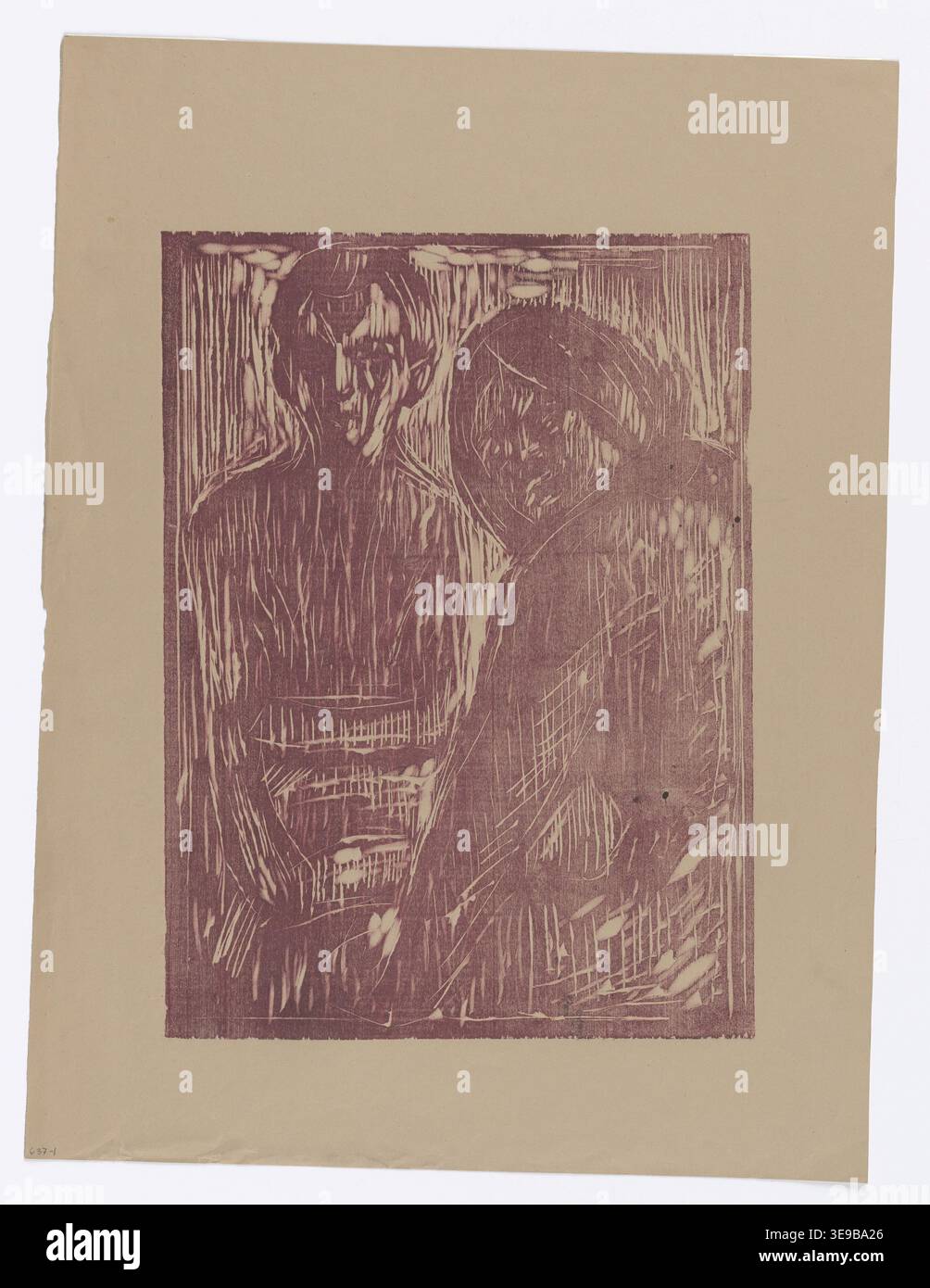 Edvard Munch (1863-1944), artiste norvégien renommé pour ses peintures expressionnistes, est représenté ici dans un tirage d'archives du Munchmuseet. Ce travail illustre l'exploration par Munch de l'émotion humaine et des thèmes existentiels. Banque D'Images