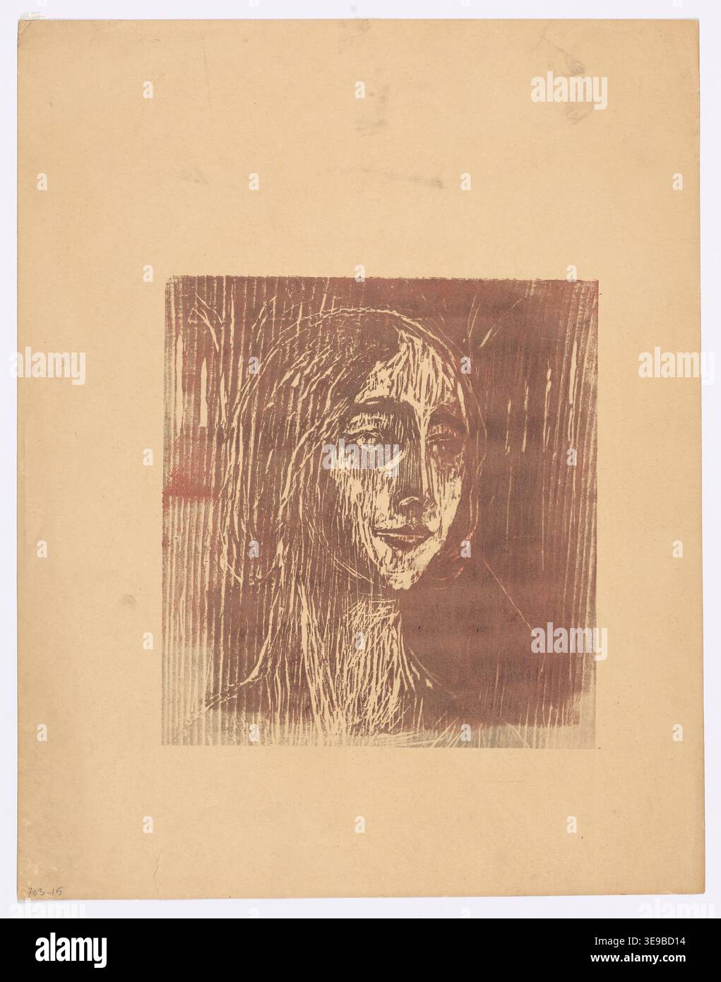 Edvard Munch (1863-1944) est un peintre et graveur norvégien qui a grandement influencé le mouvement expressionniste. Cette image d’archives représente une œuvre graphique de la collection de Munch, conservée au Munchmuseet. L'art de Munch est connu pour son intensité émotionnelle et son exploration psychologique de la condition humaine. Banque D'Images