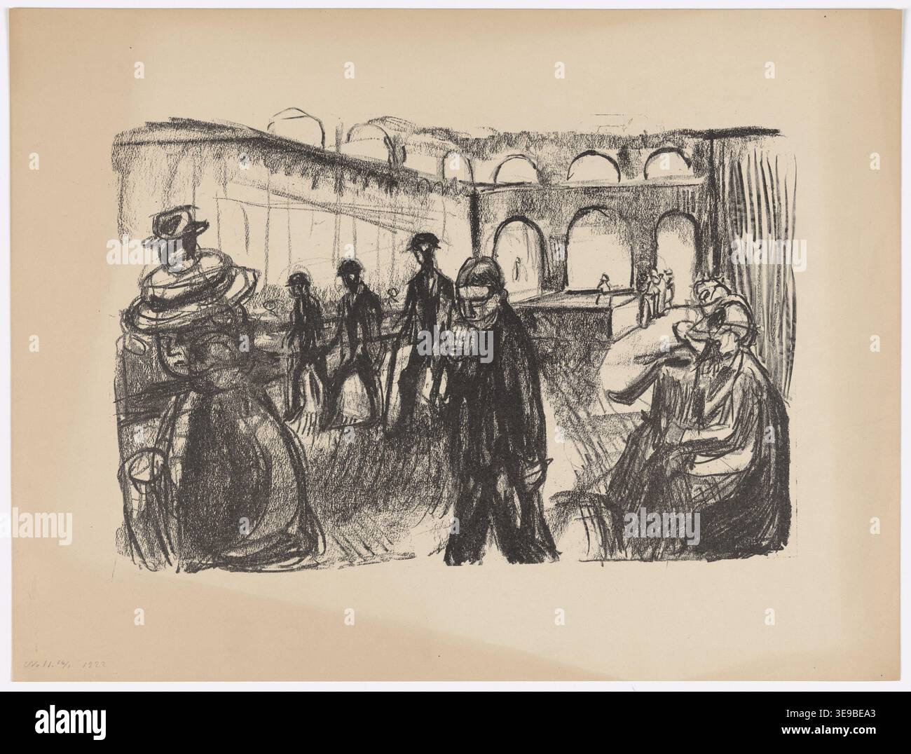 Edvard Munch (1863-1944) est un artiste norvégien reconnu pour son exploration des thèmes psychologiques dans leur travail Cette estampe d’archives, qui fait partie de la collection du Munch Museum, reflète son utilisation de contrastes frappants et de thèmes émotionnels. Banque D'Images