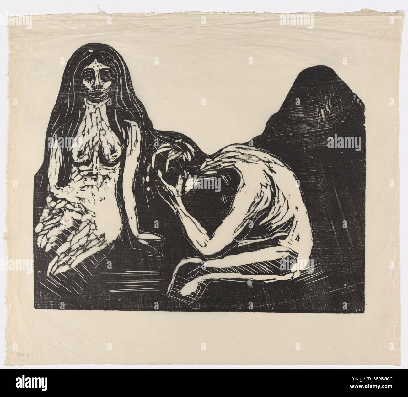 Cette œuvre graphique d'Edvard Munch (1863-1944), exposée au Munchmuseet, plonge dans l'anxiété psychologique et la tension émotionnelle, reflétant la célèbre exploration de Munch de la condition humaine dans son travail Banque D'Images