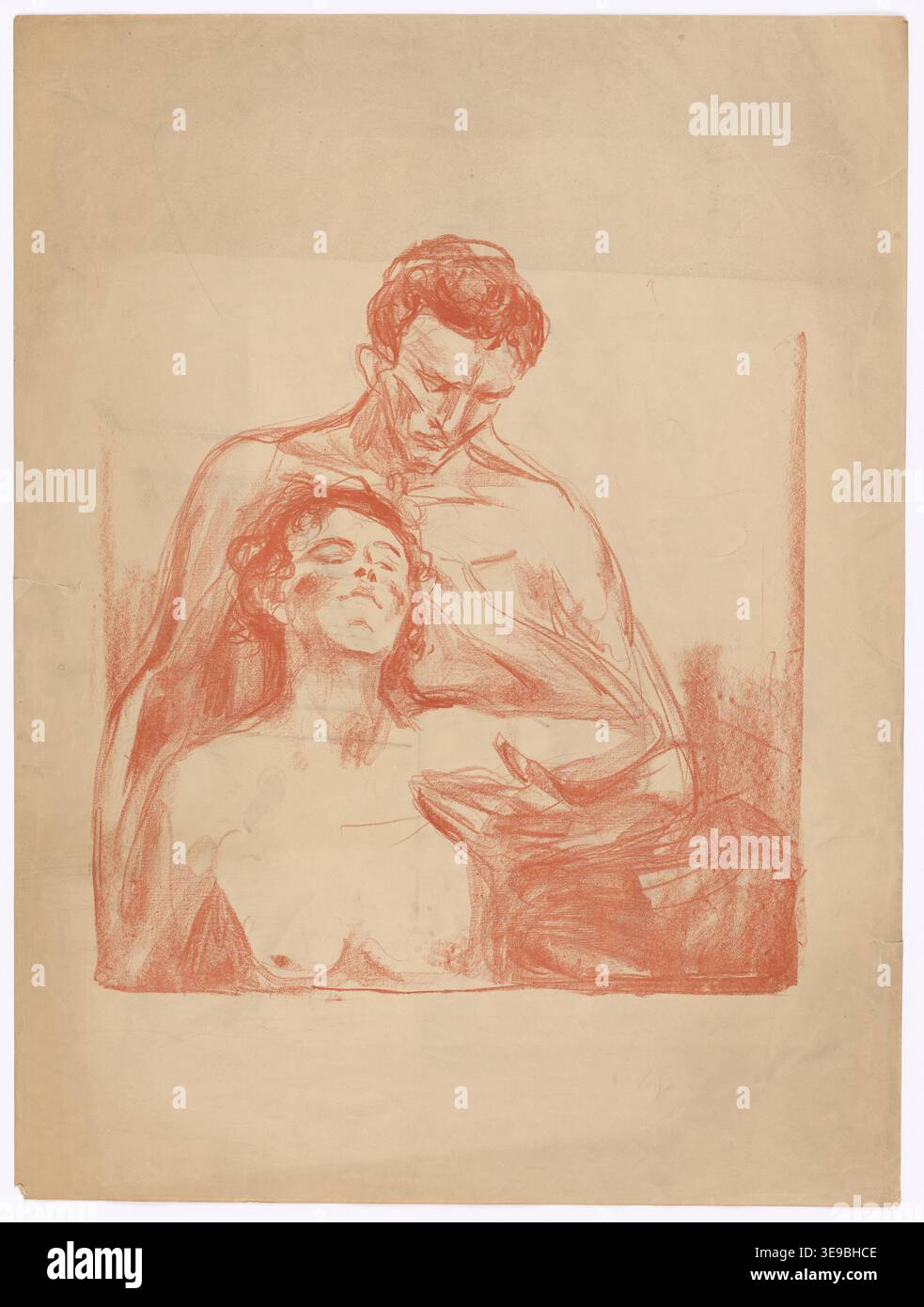 Edvard Munch (1863-1944), réputé pour son exploration des thèmes émotionnels et psychologiques, est célébré pour sa contribution à l'expressionnisme. Ce tirage d'archives de Munchmuseet reflète son profond intérêt psychologique, capturant les thèmes de l'anxiété et de la fragilité humaine. Banque D'Images