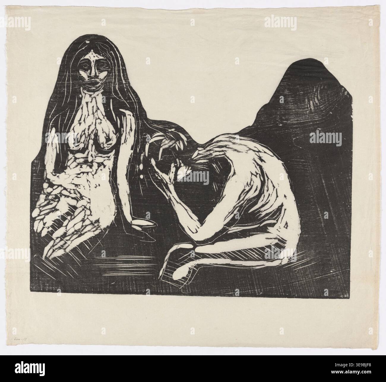 Edvard Munch (1863-1944) est un peintre et graveur norvégien dont les œuvres ont eu un impact profond sur l'expressionnisme. Ce tirage d’archives, conservé dans le Munchmuseet, met en lumière l’exploration des émotions humaines profondes de Munch. Banque D'Images